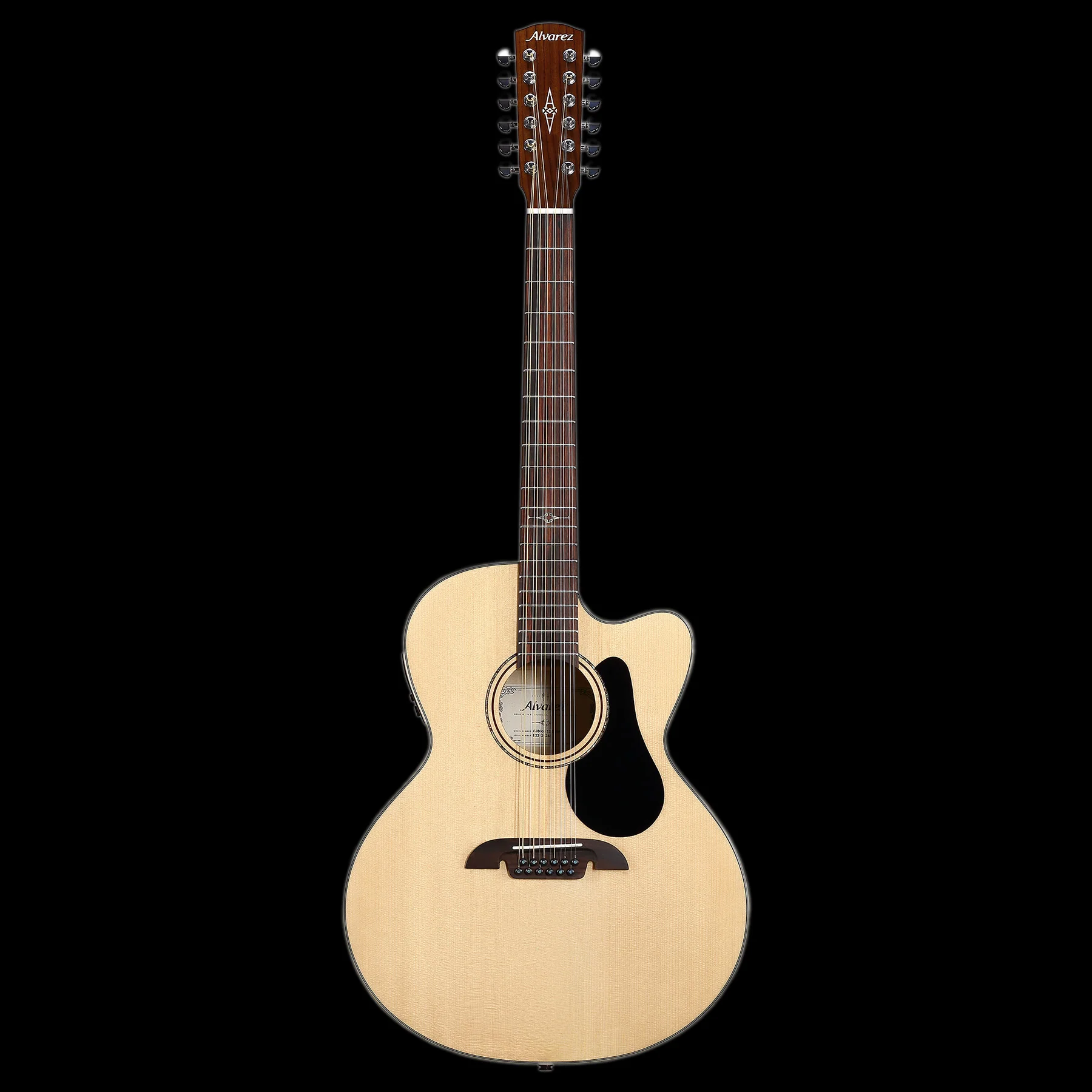 Alvarez AJ-80CE-12 String Cutaway Acoustic-Electric Jumbo Guitar Natural - Image 3