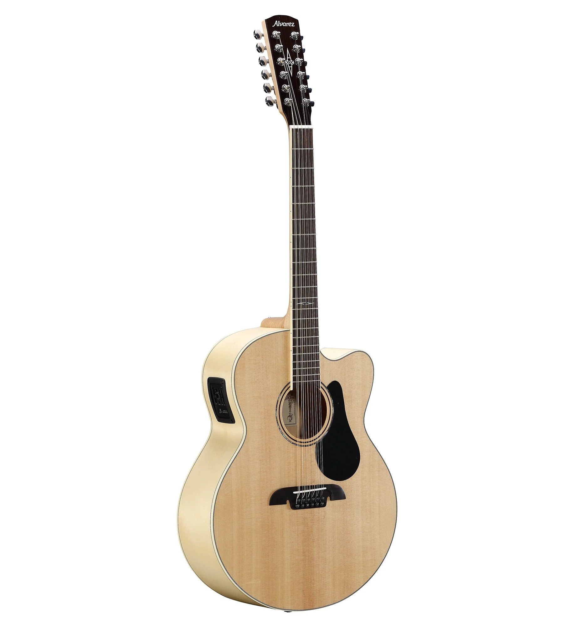 Alvarez AJ-80CE-12 String Cutaway Acoustic-Electric Jumbo Guitar Natural - Image 3