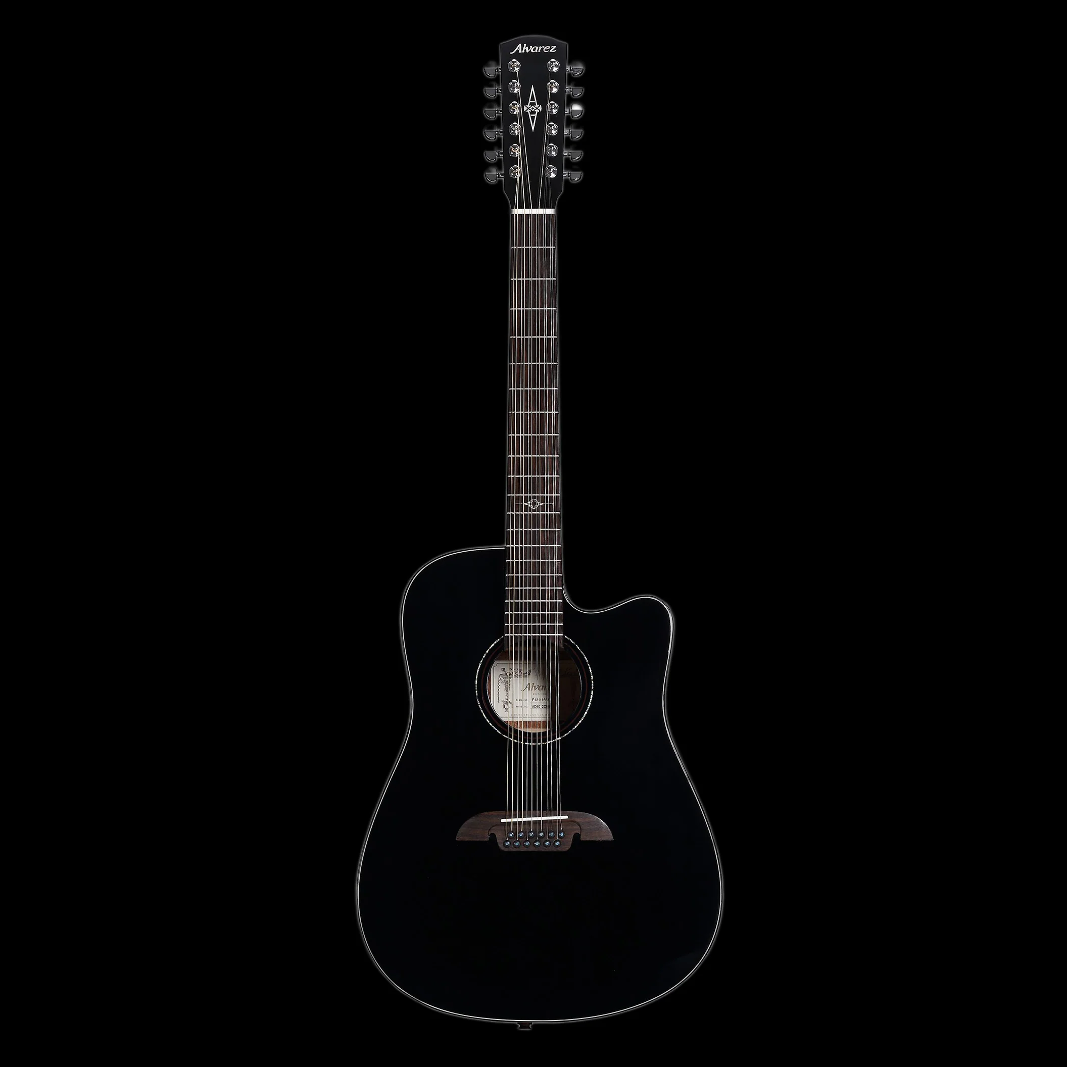 Alvarez Artist Series AD60-12CEBK 12-String Acoustic-Electric Dreadnought Guitar Black - Image 3
