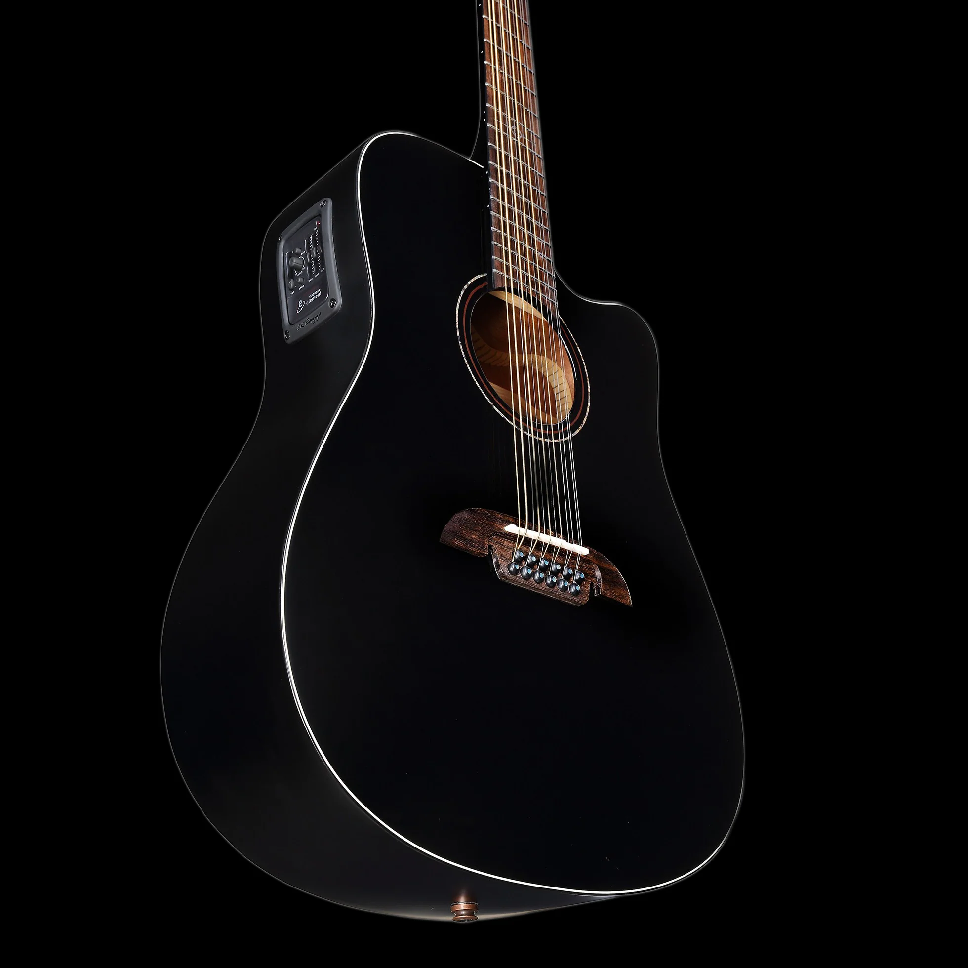 Alvarez Artist Series AD60-12CEBK 12-String Acoustic-Electric Dreadnought Guitar Black - Image 5