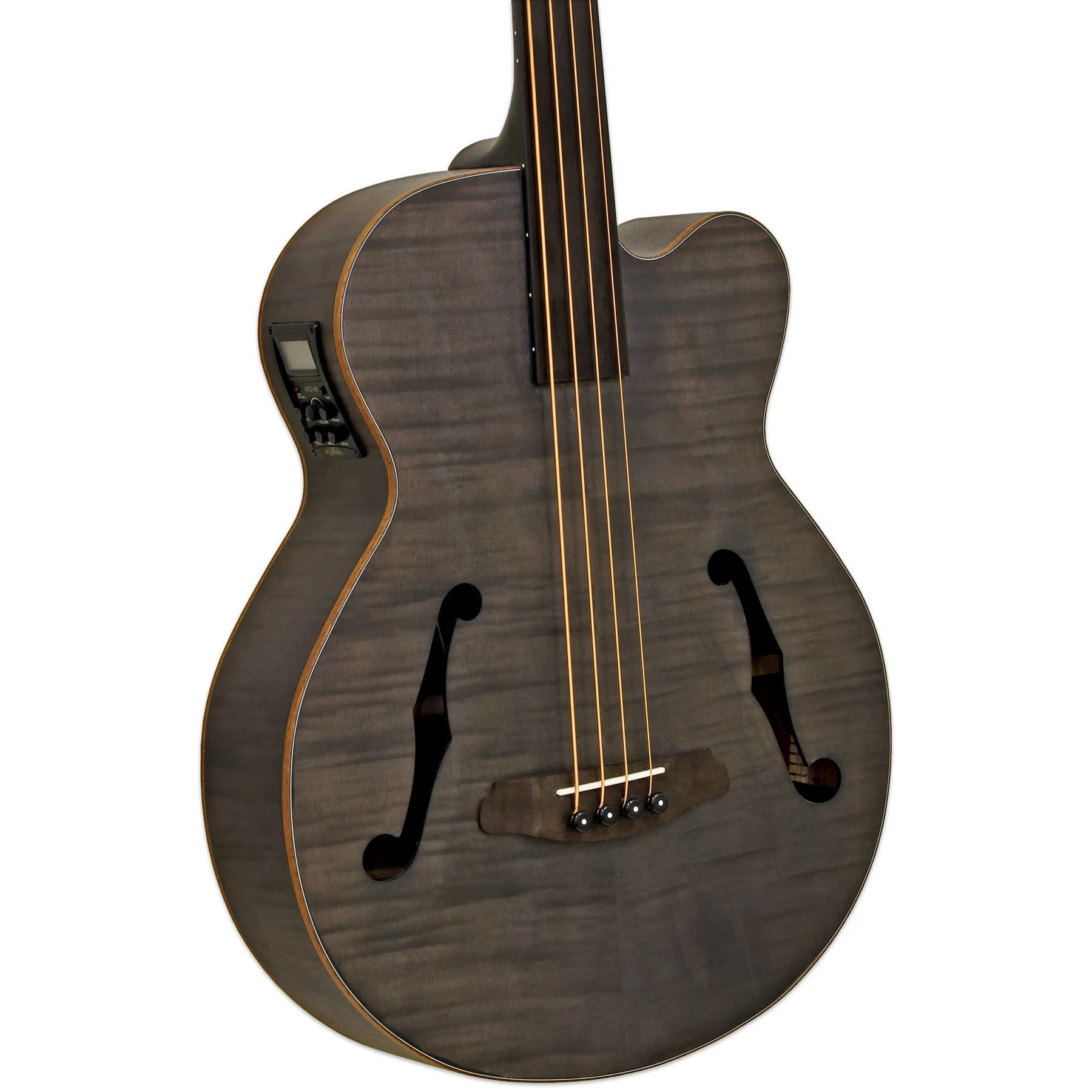 Aria FEB-F2/FL-STBK Full Scale Fretless Stained Black Acoustic Bass - Image 3