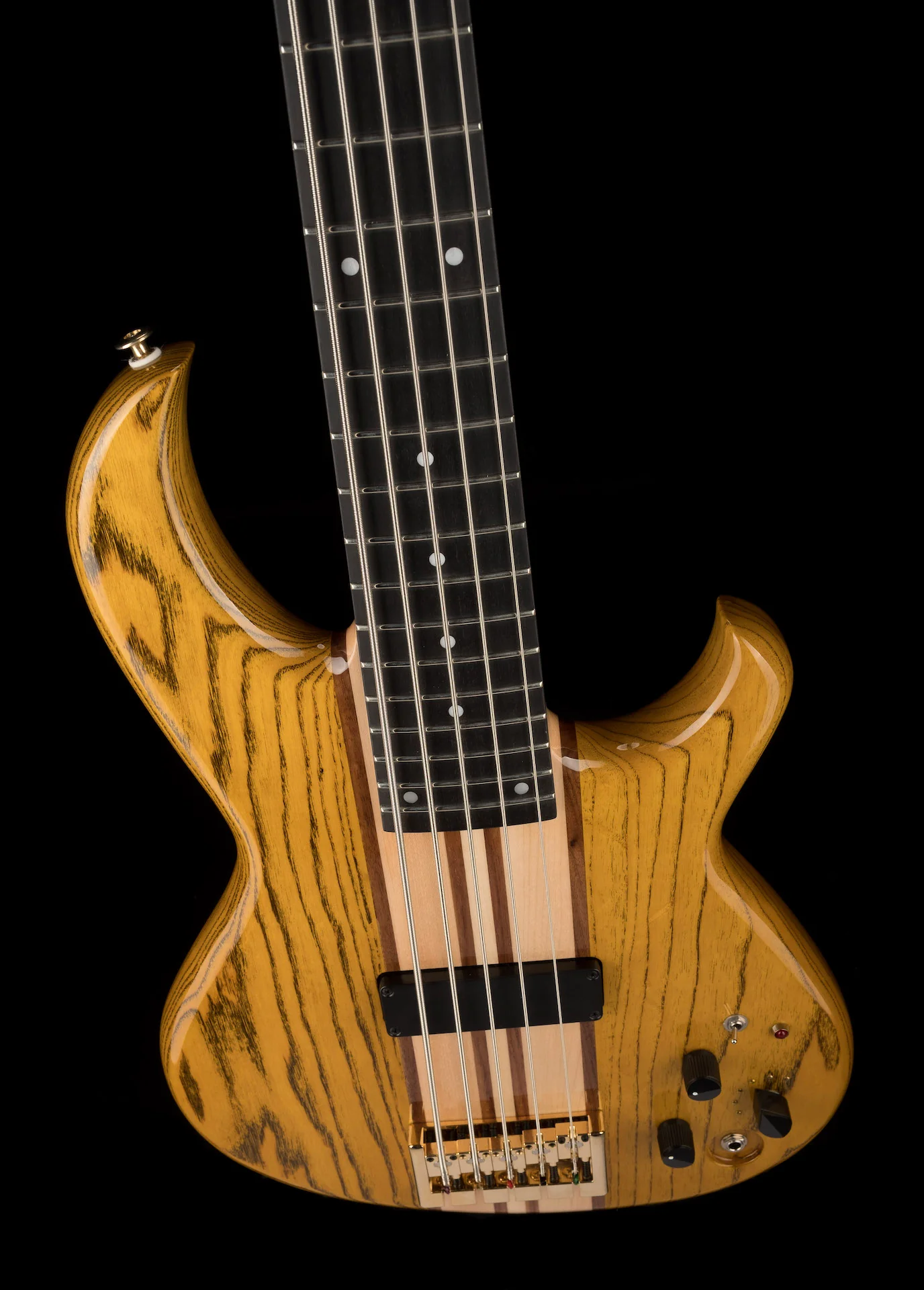 Aria Pro II SB-1000B Reissue 5-String Electric Bass Guitar Made in Japan Oak Natural with Gig Bag - Image 4