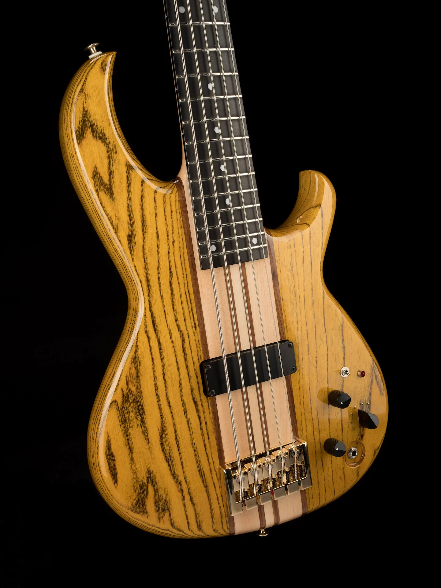 Aria Pro II SB-1000B Reissue 5-String Electric Bass Guitar Made in Japan Oak Natural with Gig Bag - Image 9