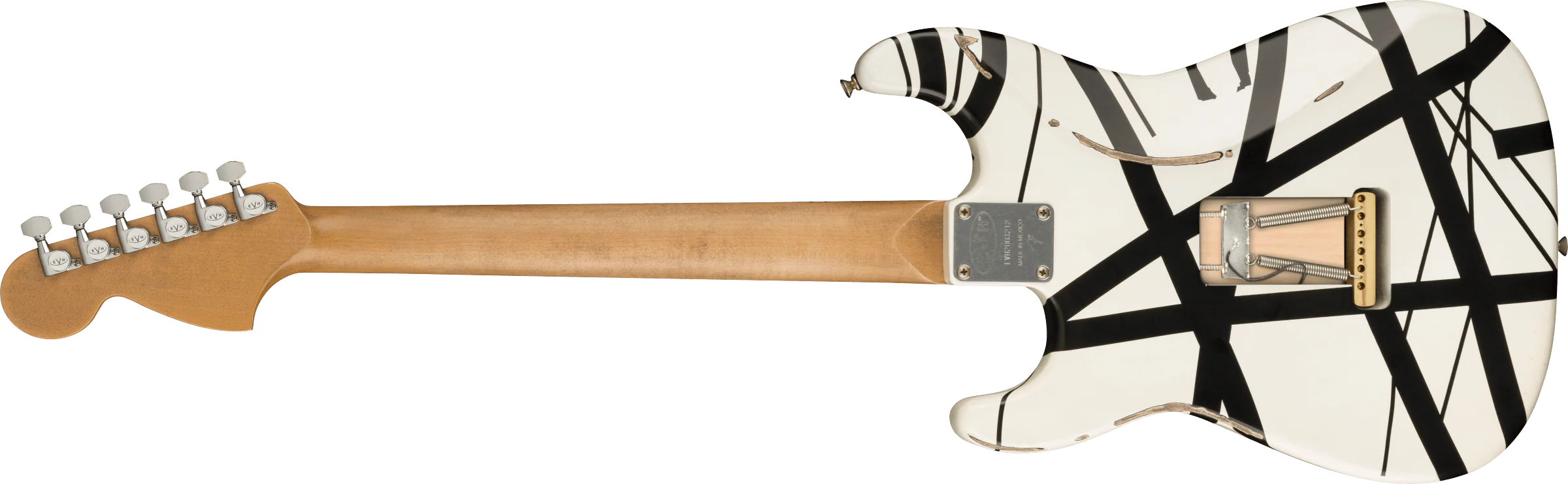 EVH Striped Series '78 Eruption, Maple Fingerboard, White with Black Stripes Relic With Gig Bag - Image 5