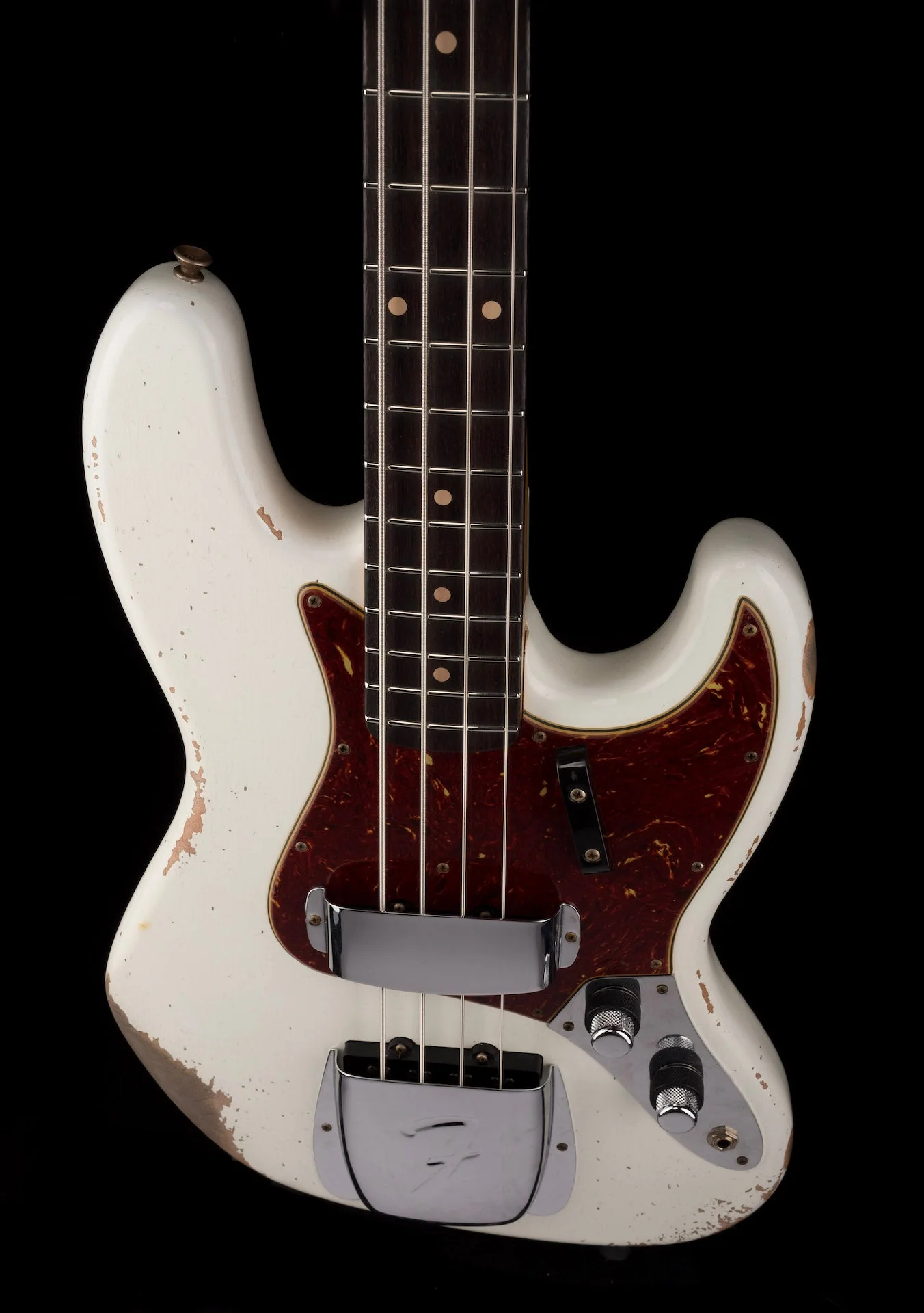 Fender Custom Shop 1960 Jazz Bass Heavy Relic Aged Olympic White With Case - Image 4