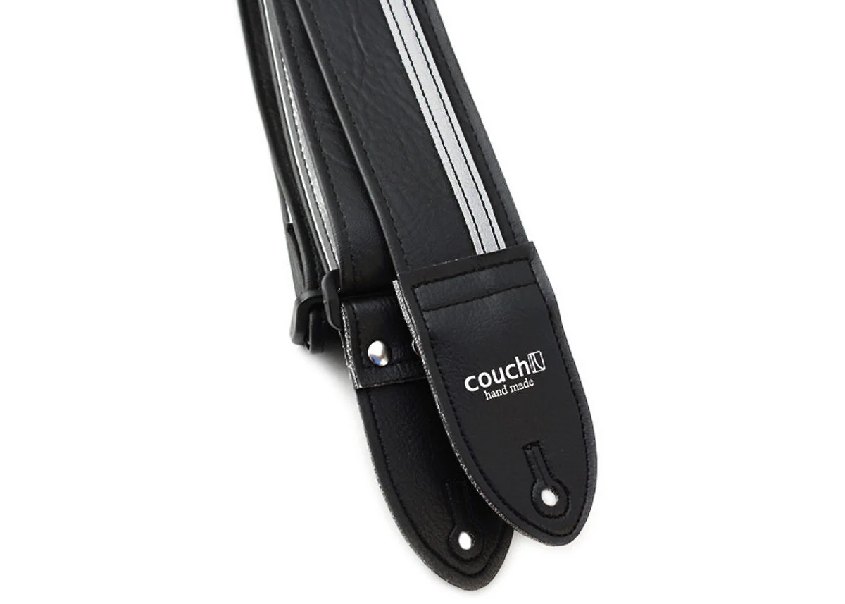Couch Black with Silver Racer X Guitar Strap - RX022 - Image 2