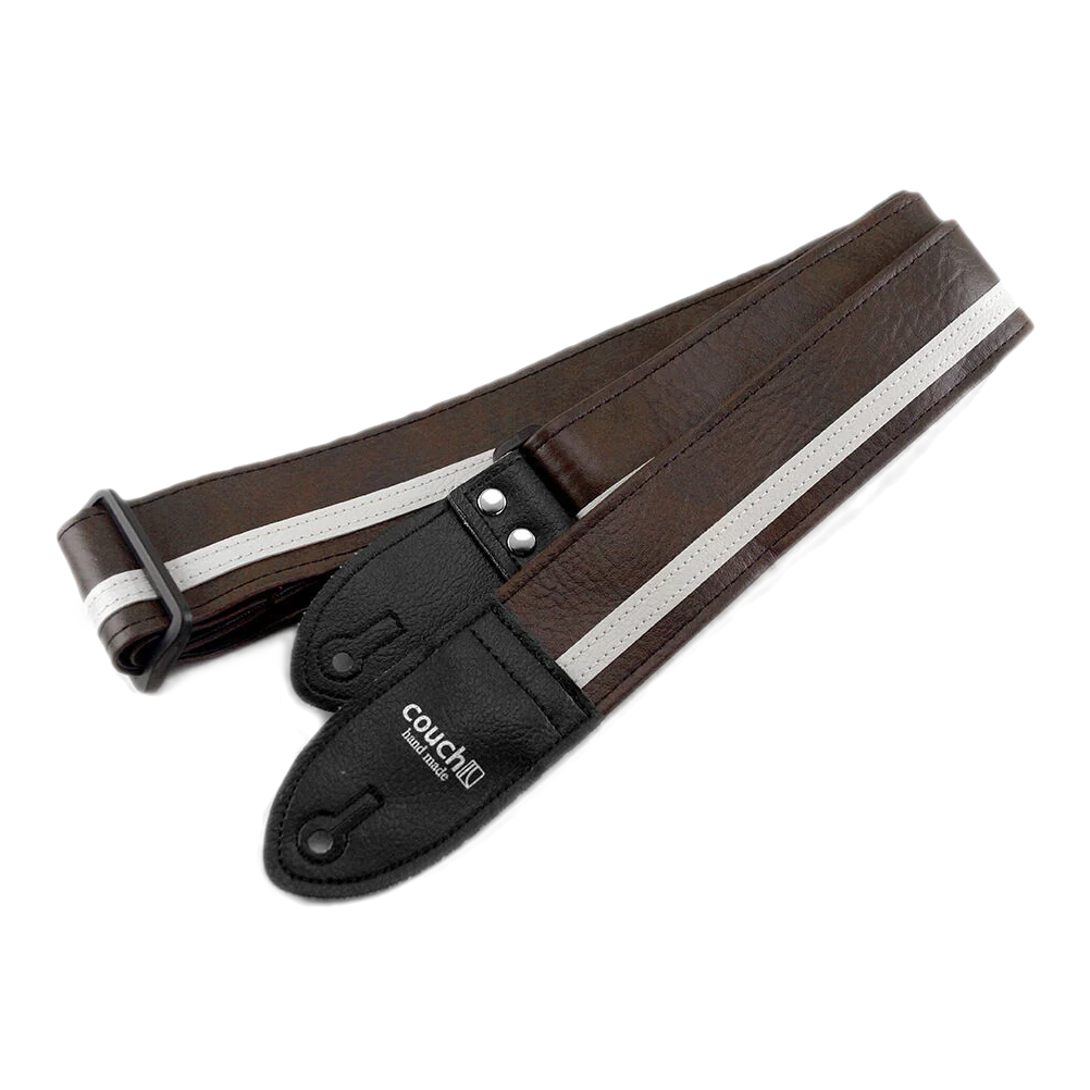 Couch Brown with White Racer X Guitar Strap - RX006