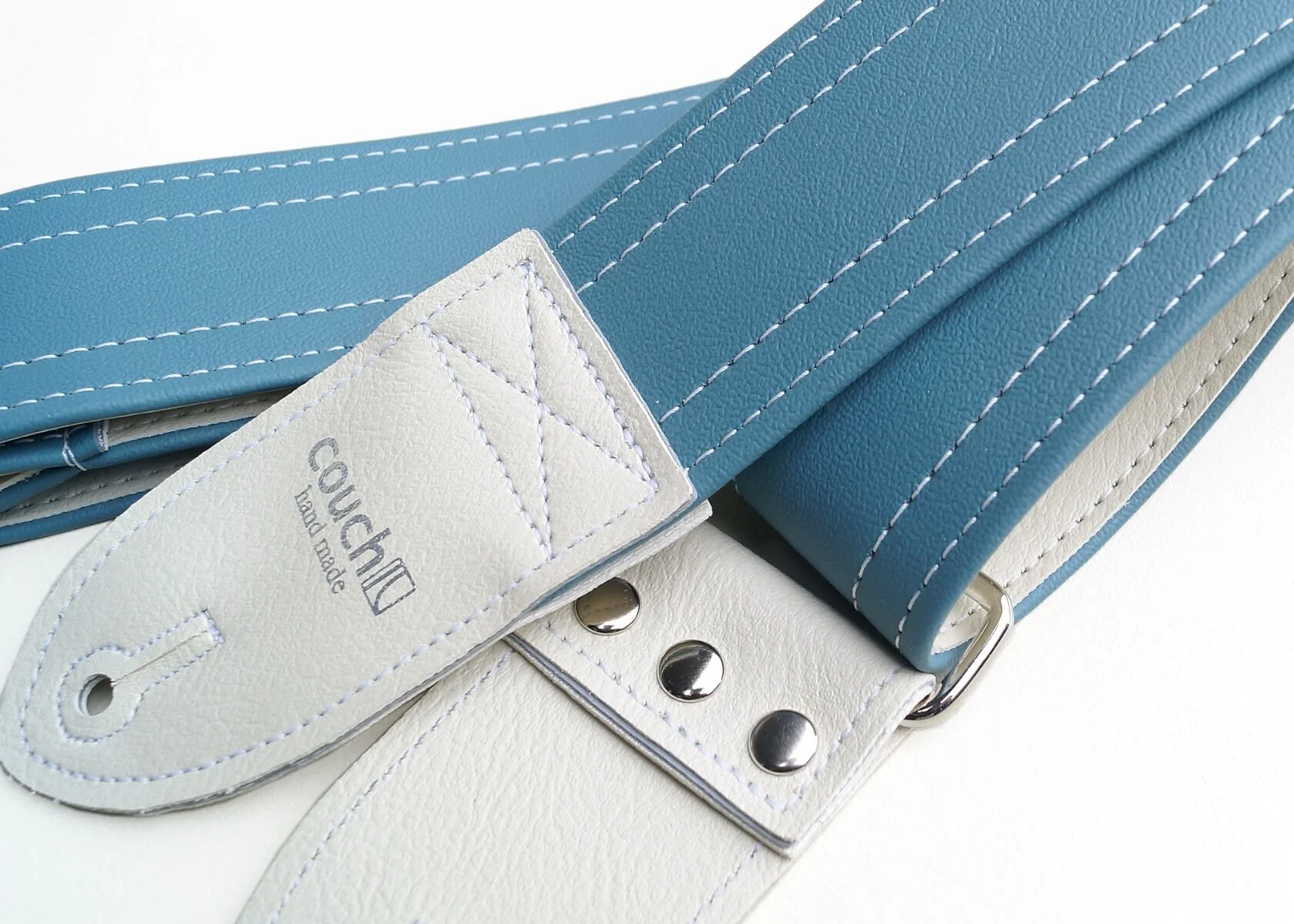 Couch Lake Placid Blue Double Stitch Guitar Strap - L120 - Image 2