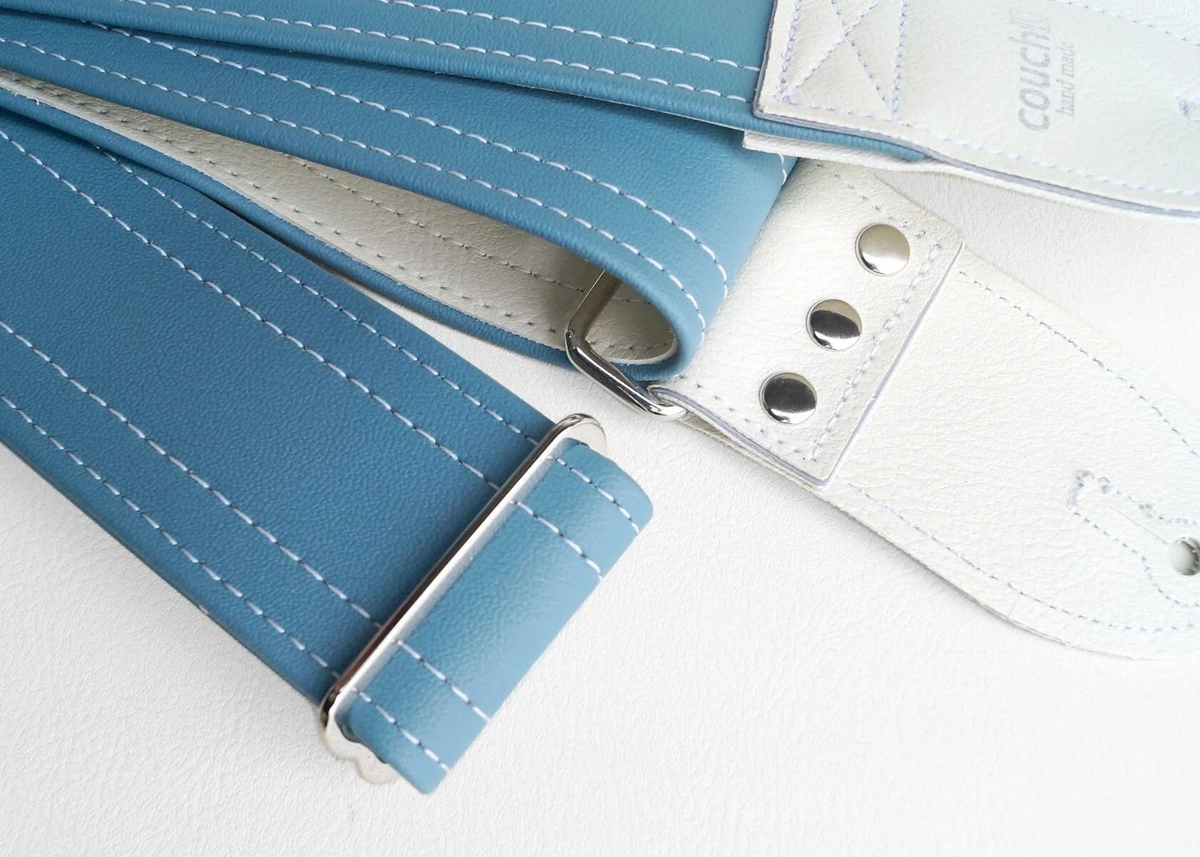 Couch Lake Placid Blue Double Stitch Guitar Strap - L120 - Image 4