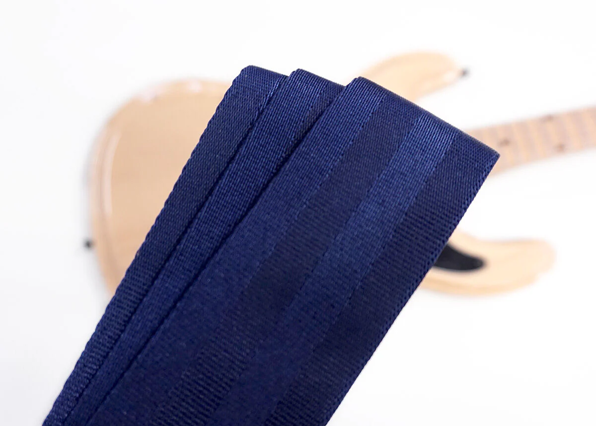 Couch Recycled Navy Seatbelt Guitar Strap - SB004 - Image 4