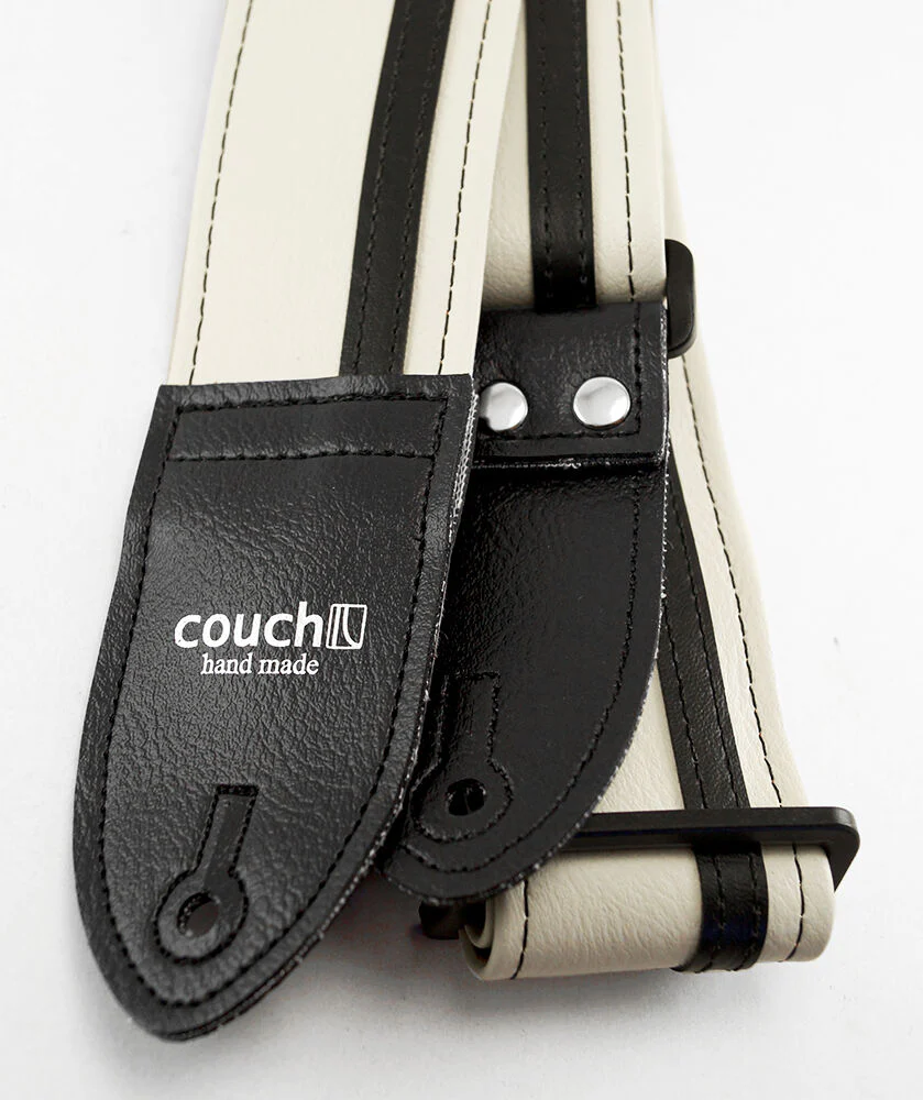 Couch White with Black Racer X Guitar Strap - RX002 - Image 2