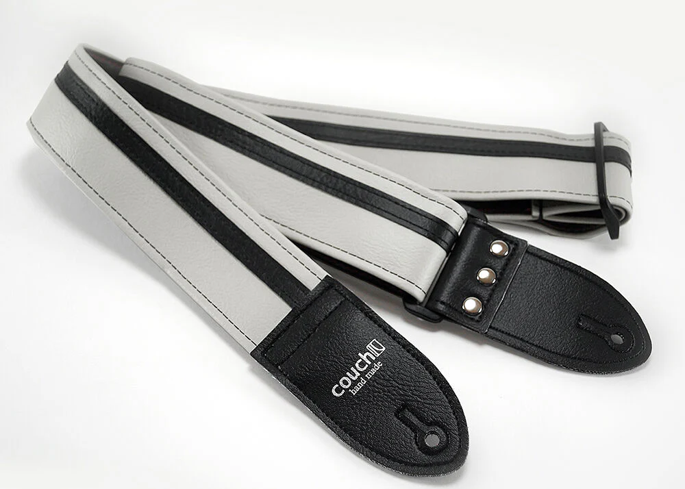 Couch White with Black Racer X Guitar Strap - RX002 - Image 3