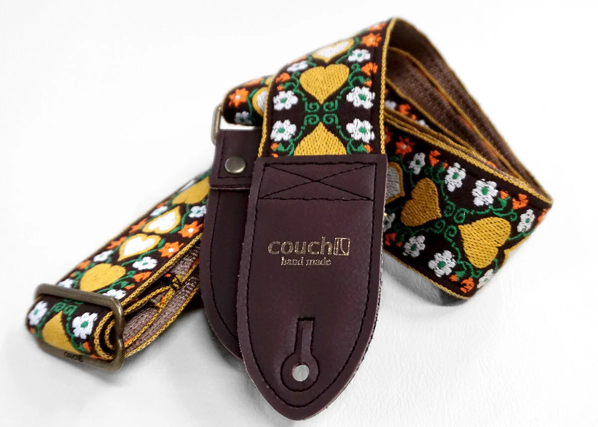 Couch Wonderland 70s Yellow Hearts Guitar Strap - HW030