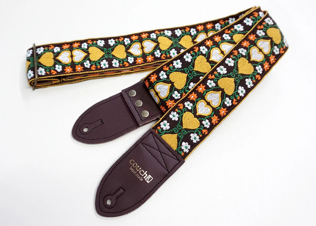 Couch Wonderland 70s Yellow Hearts Guitar Strap - HW030 - Image 3