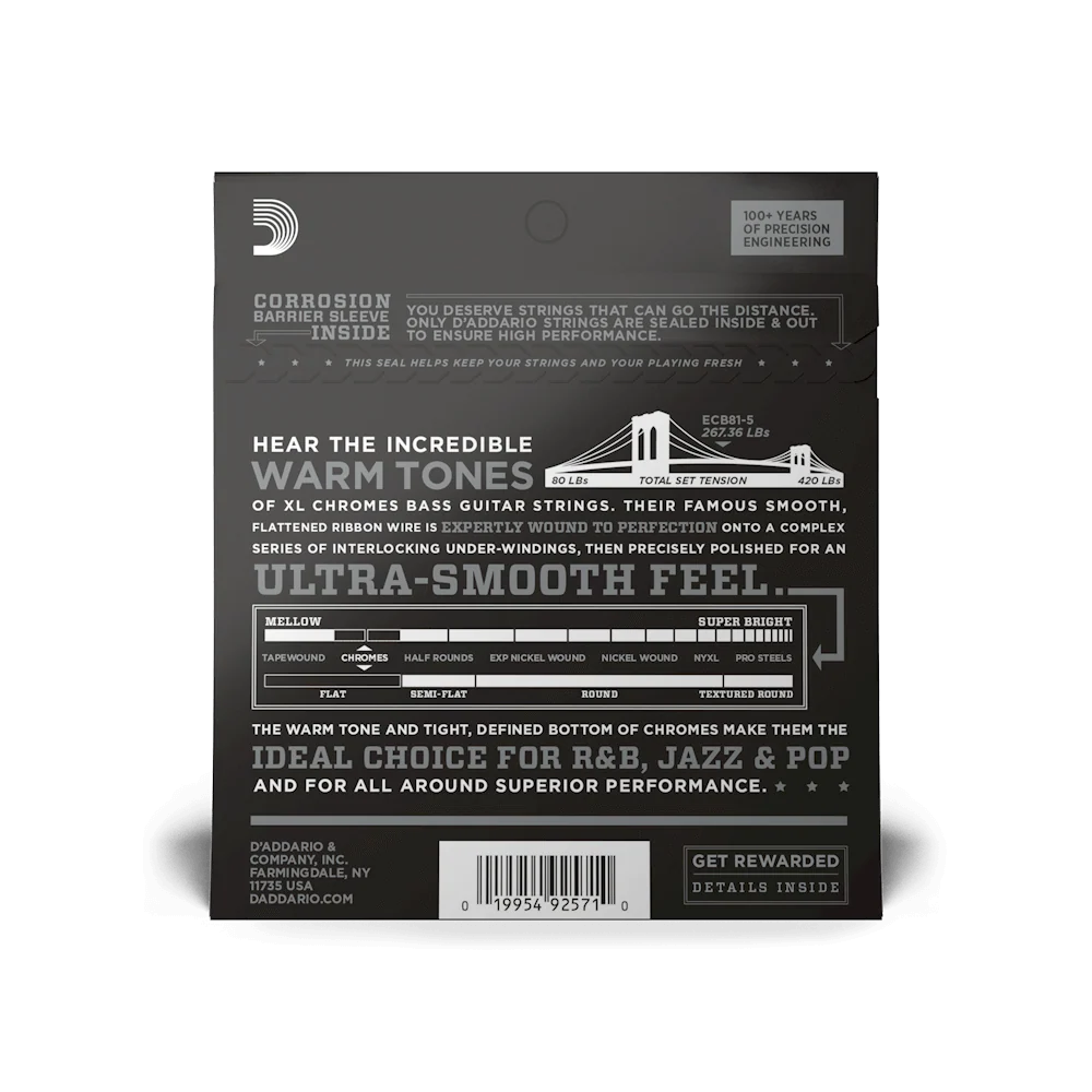 D'Addario ECB81-5 Set Bass Chromes 45-132 5-string Strings - Image 2