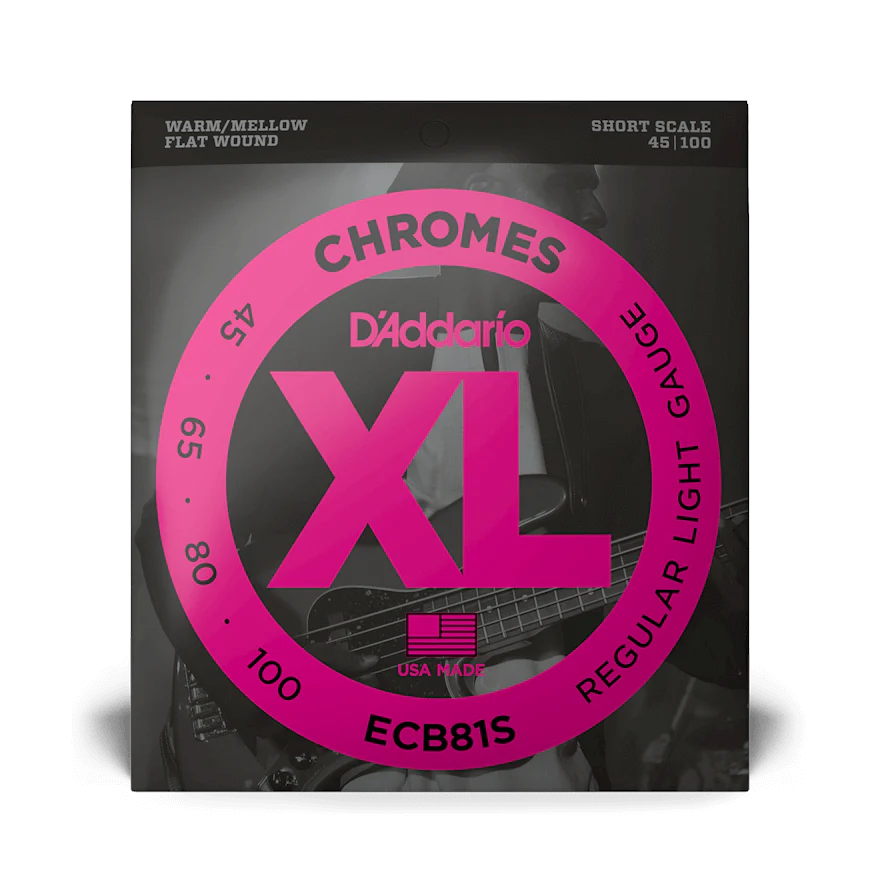 D'Addario ECB81S Set Bass Chromes 45-100 Short Scale Strings