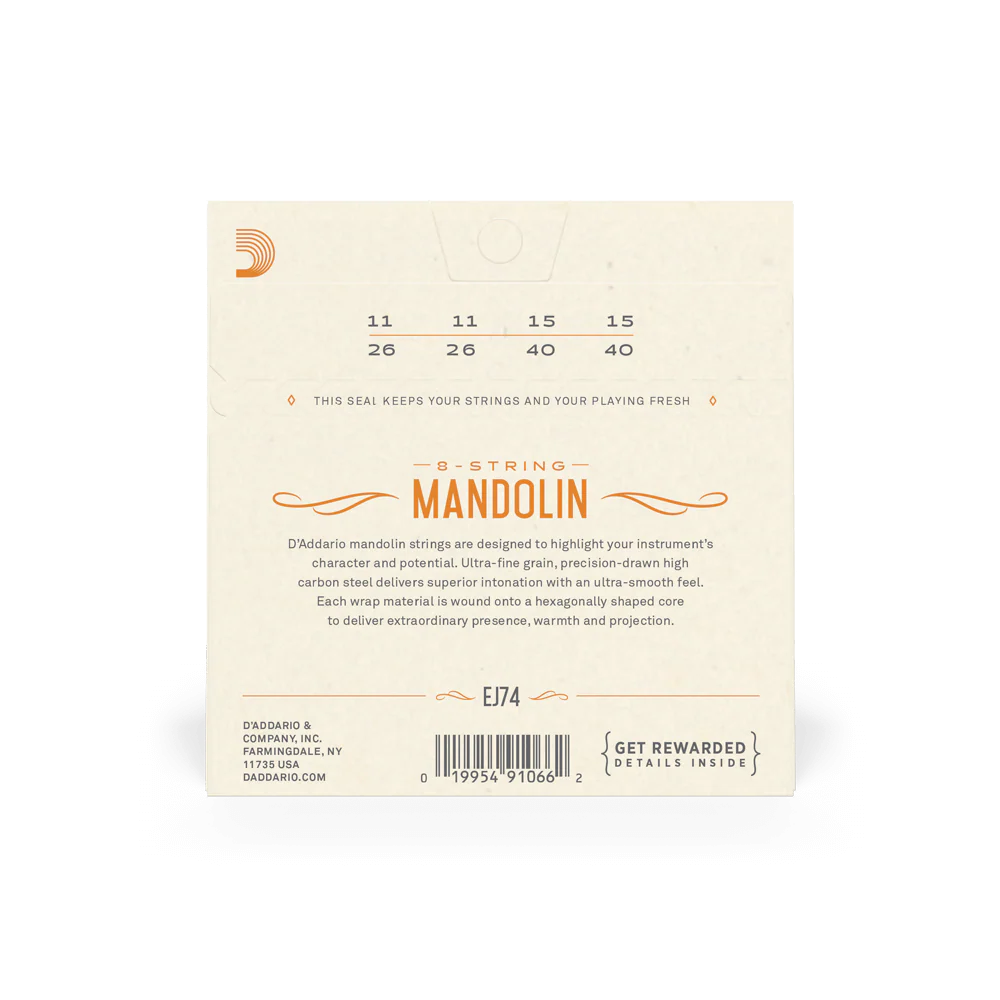 D'Addario EJ74 Set Mandolin Phosphor Bronze Medium Strings - Image 3