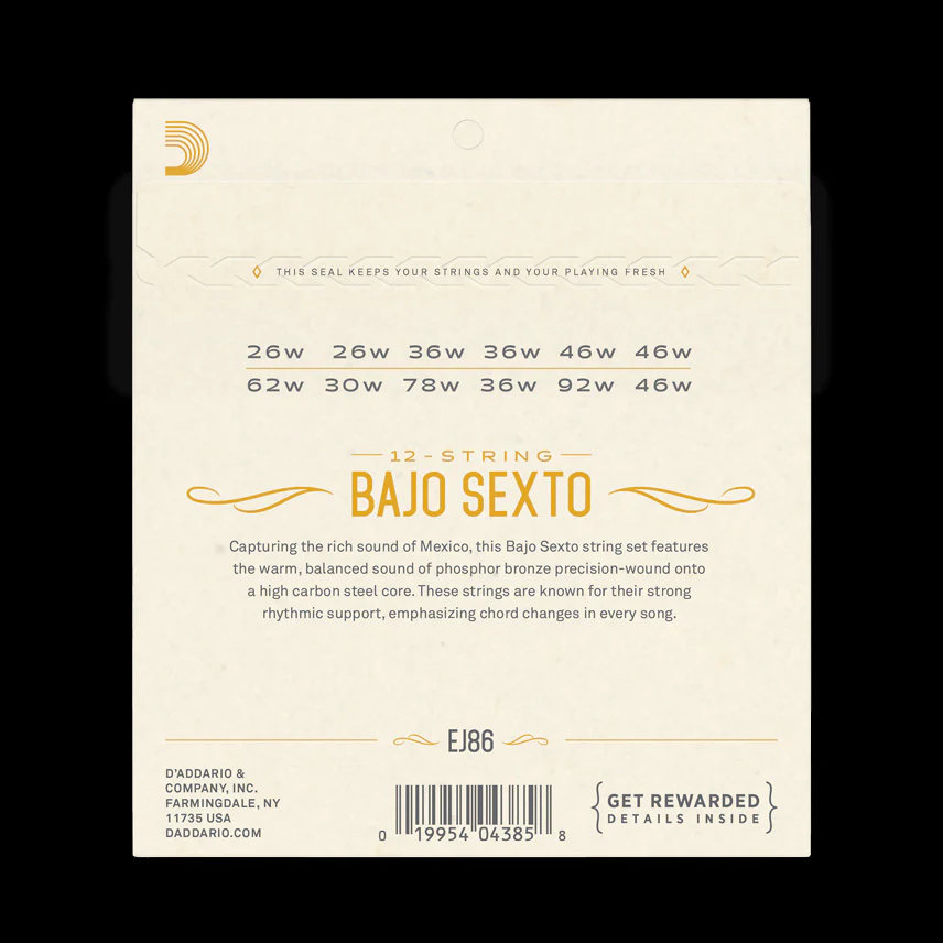 D'Addario EJ86 Set Bajo Sexto Phosphor Bronze Strings - Image 2