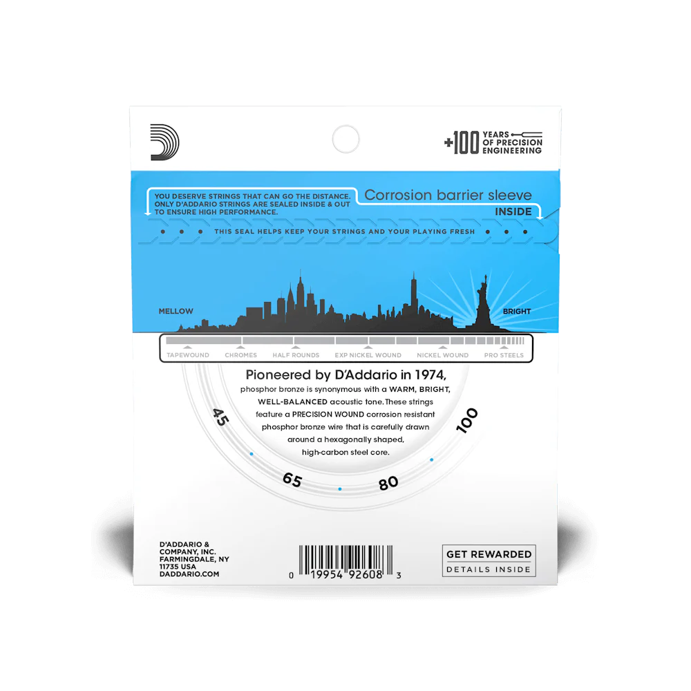 D'Addario EPBB170 Set Acoustic Bass Phosphor Bronze 45-100 Strings - Image 3