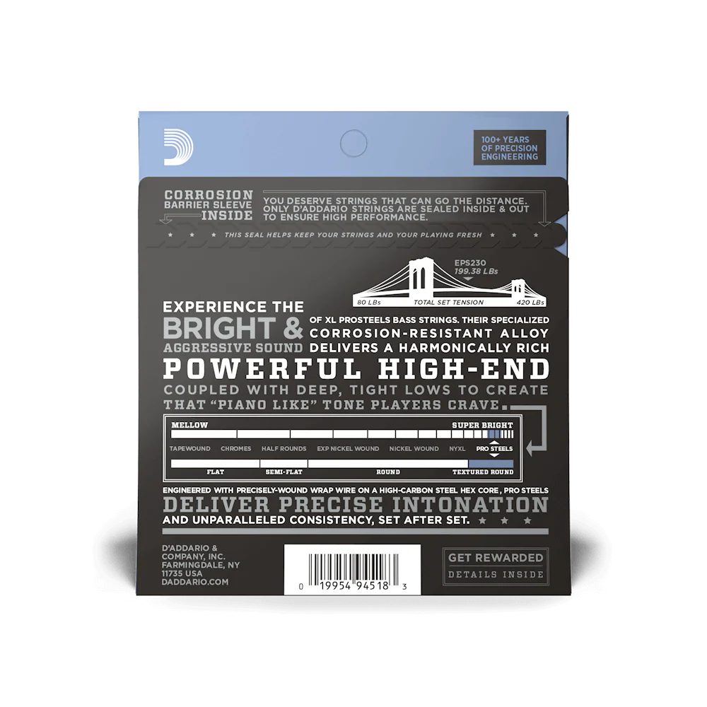 D'Addario EPS230 Set Bass Pro Steels 55-110 Long Scale Strings - Image 3