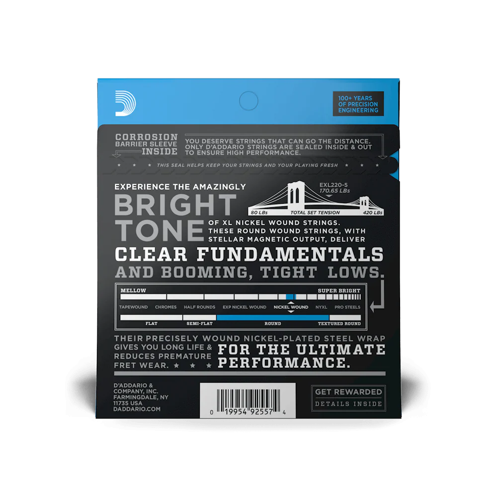 D'Addario EXL220-5 Set Bass XL 40-125 Long Scale 5-string Strings - Image 2