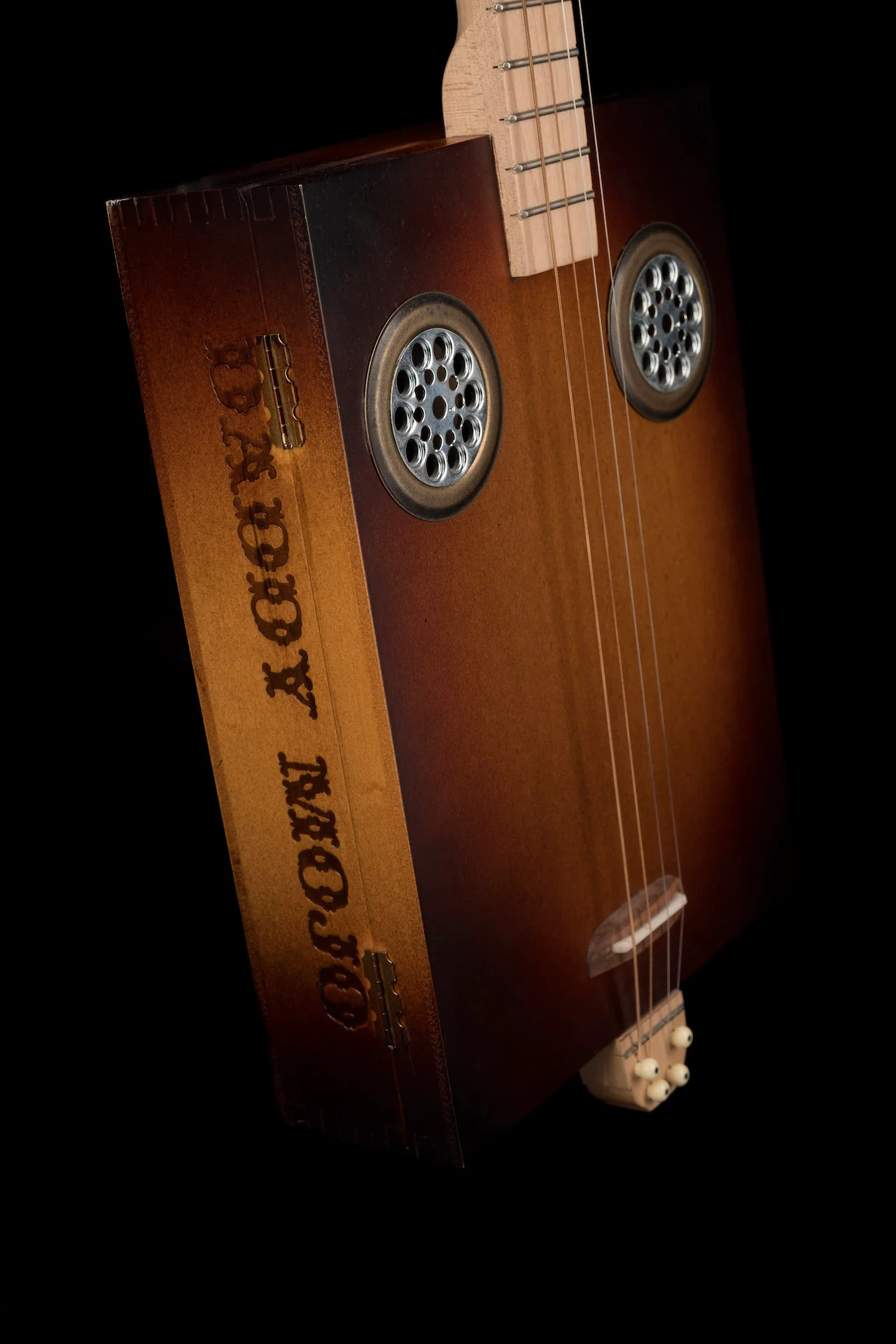Daddy Mojo 4-String Sunburst Hand Cigar Box Guitar - Image 7