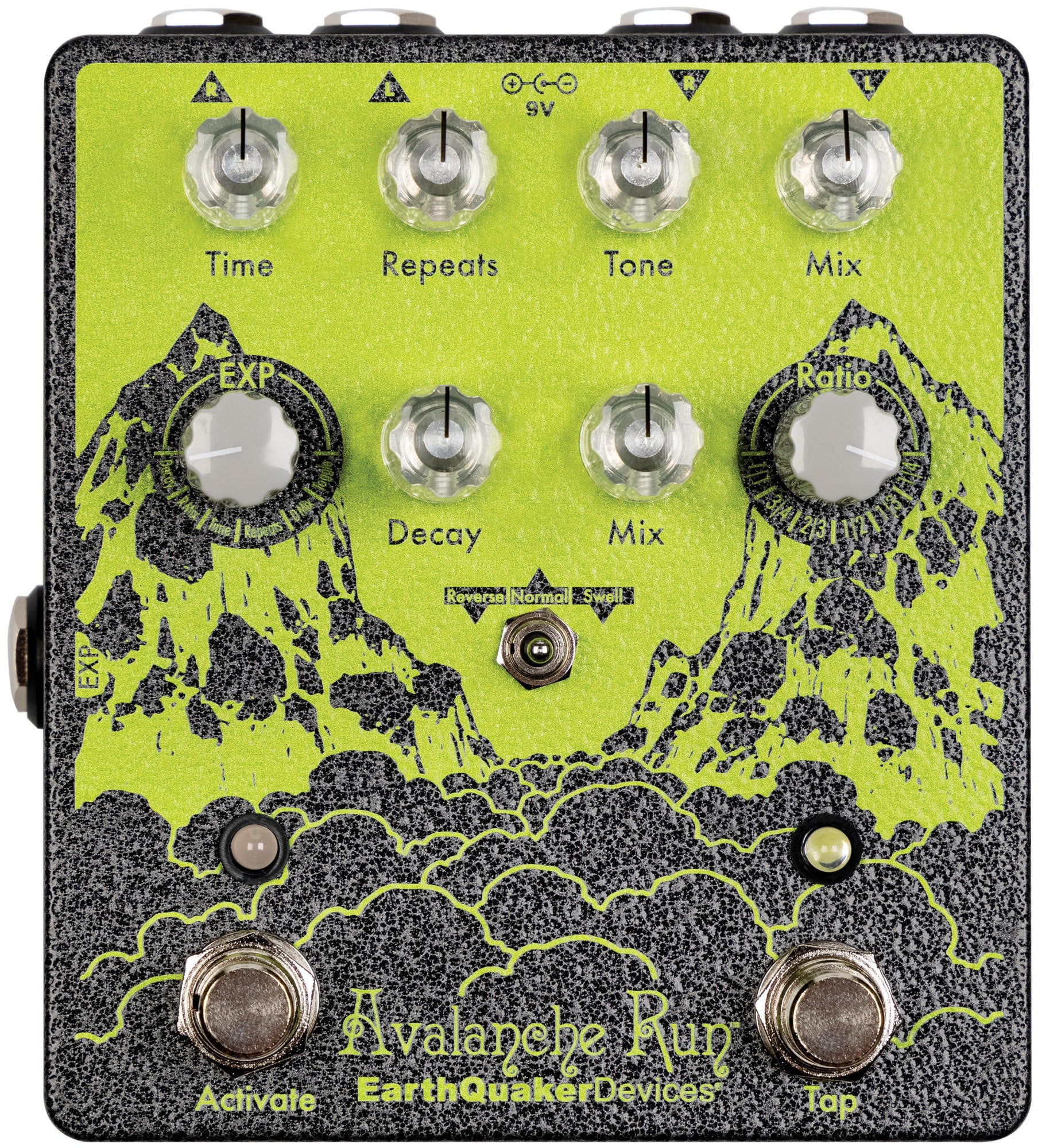 EarthQuaker Devices Limited Edition Avalanche Run Hammertone Silver and Yellow Stereo Delay And Reverb Guitar Effect
