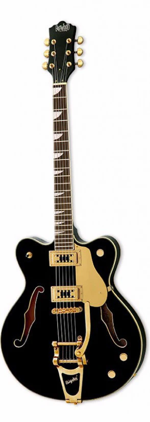 Eastwood Airline Classic 6 Deluxe Semi Hollow Guitar w/ Bigsby Black