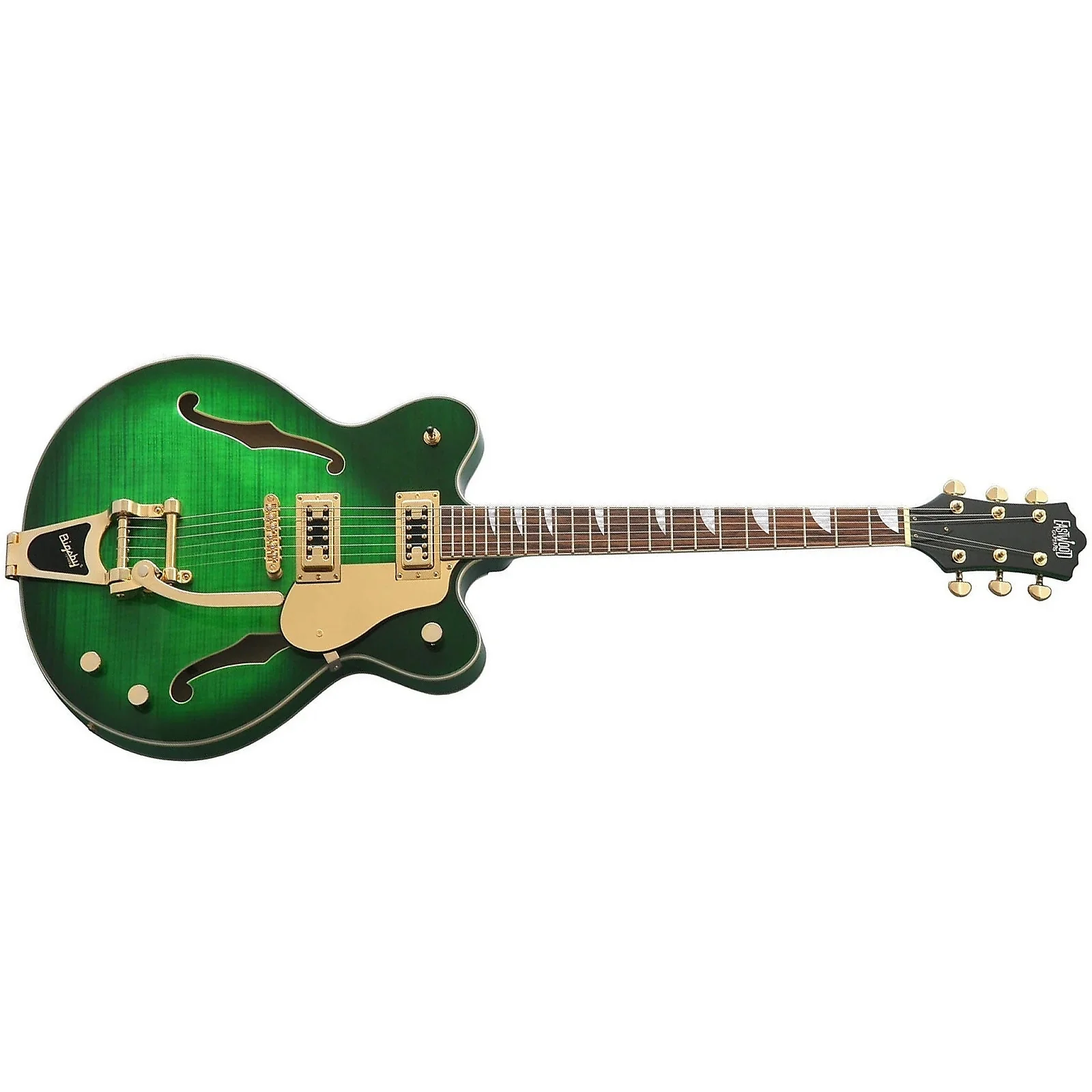 Eastwood Airline Classic 6 Deluxe Semi Hollow Guitar w/ Bigsby Greenburst - Image 2