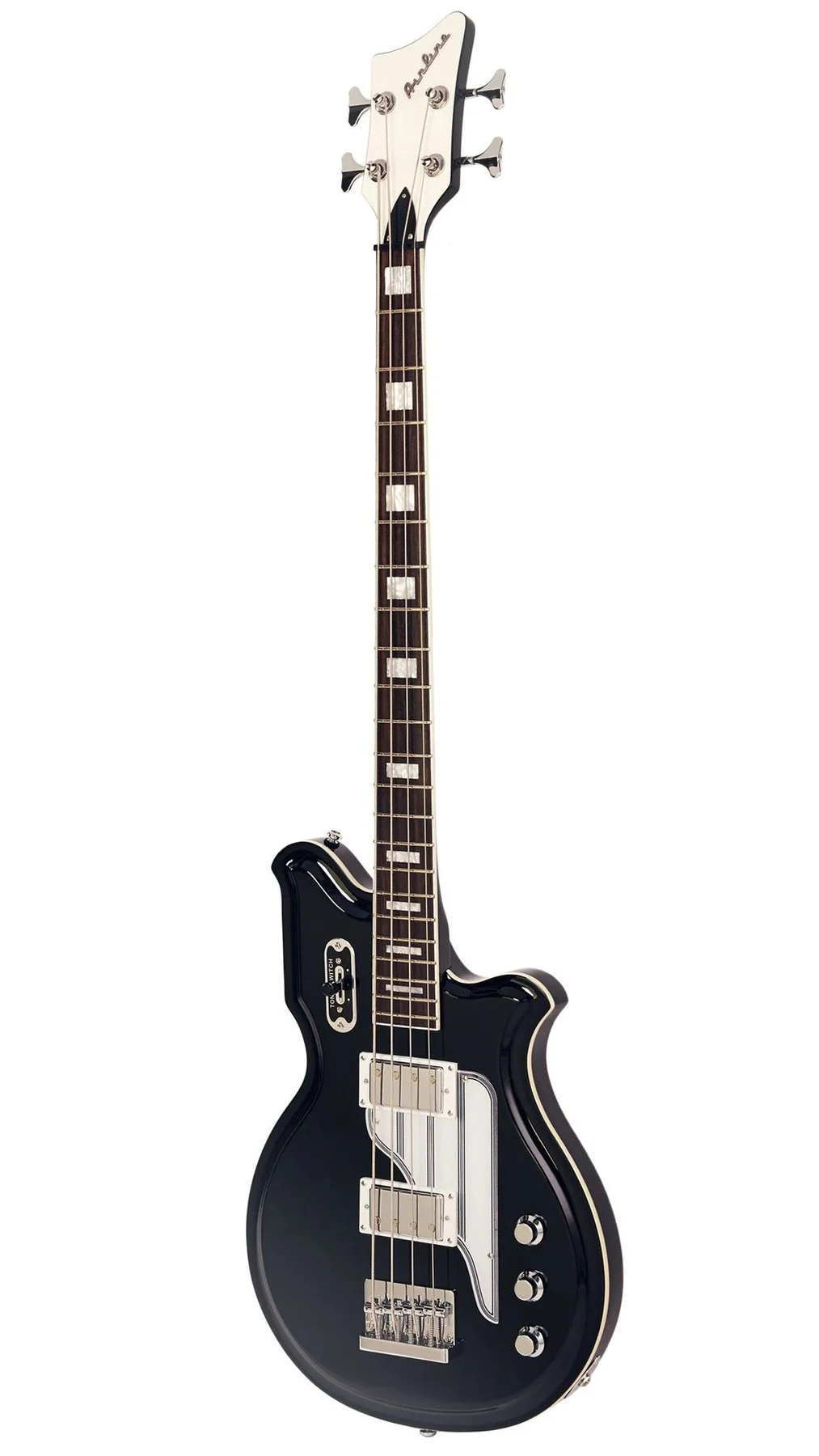 Eastwood Airline Map Bass 34 Electric Bass Guitar Black - Image 2