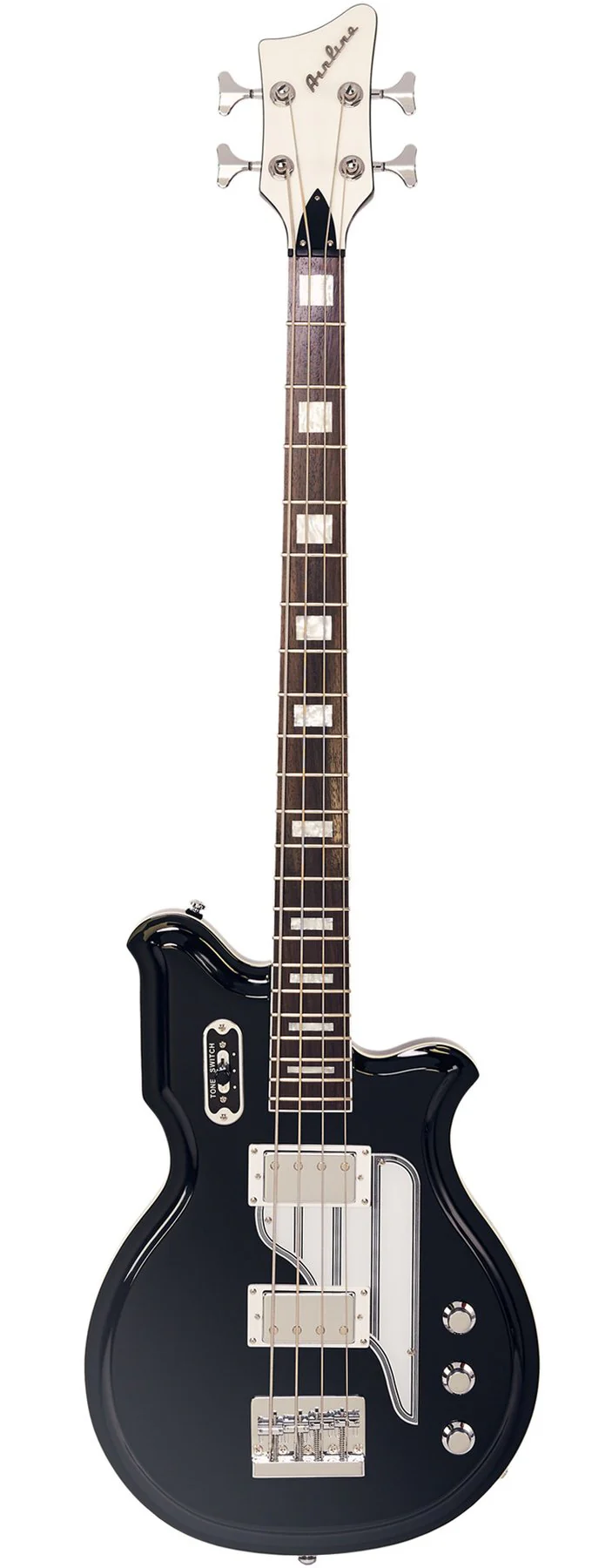 Eastwood Airline Map Bass 34 Electric Bass Guitar Black - Image 3