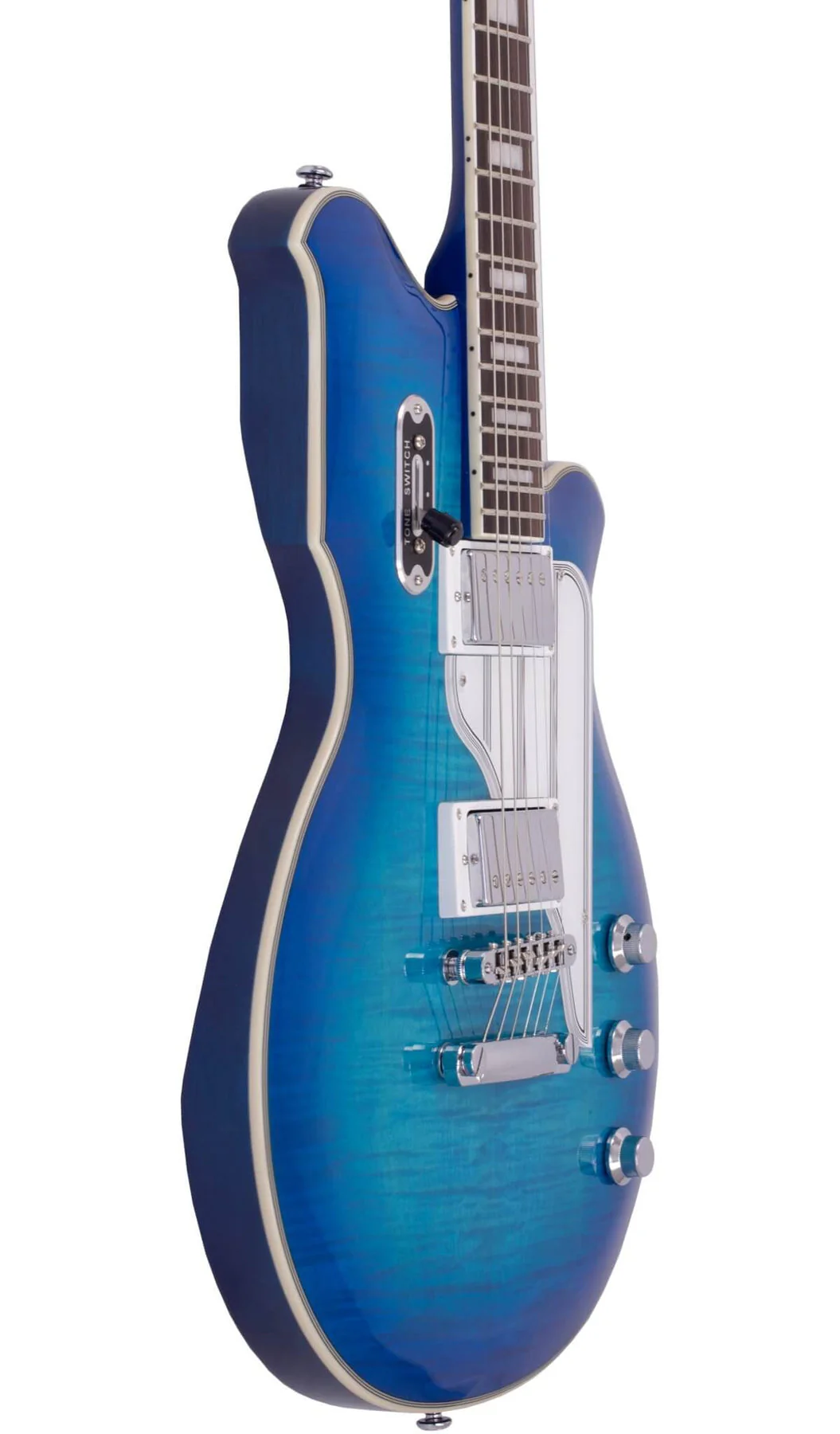 Eastwood Airline Map FM Guitar Flame Maple Top - Blueburst Flame - Image 4