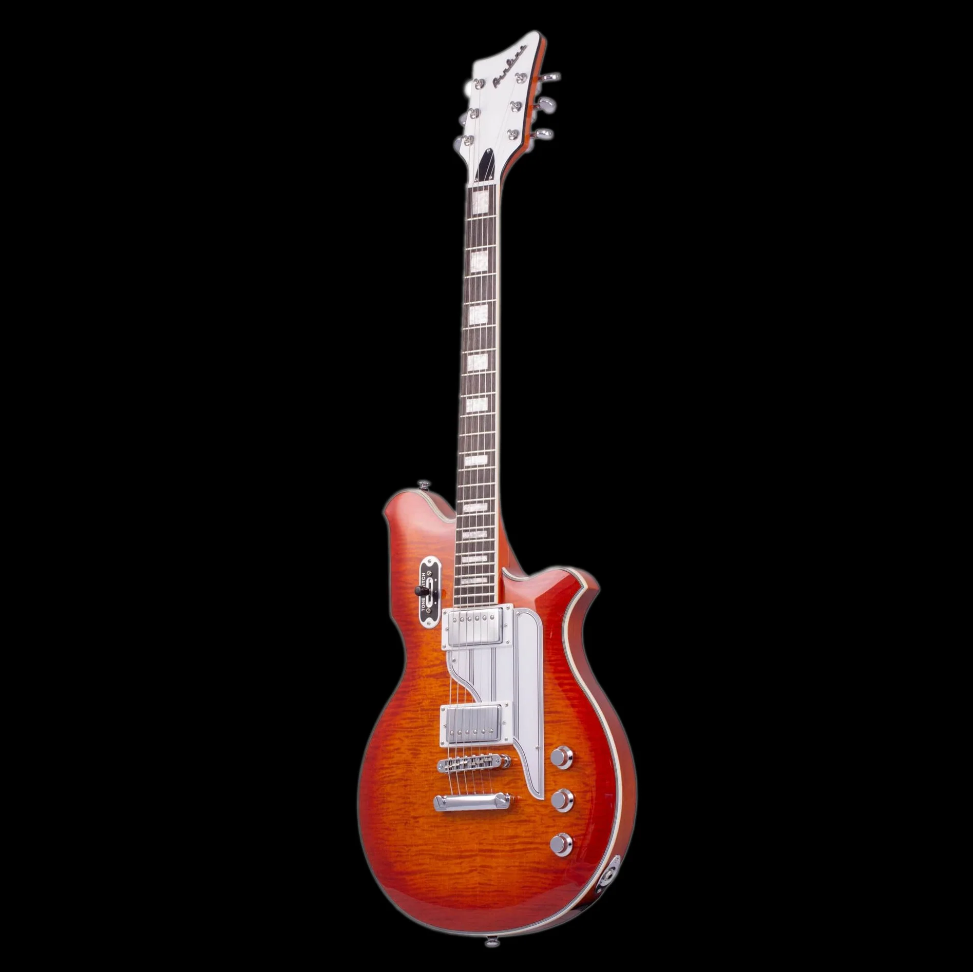 Eastwood Airline Map FM Guitar Flame Maple Top - Orangeburst Flame - Image 5