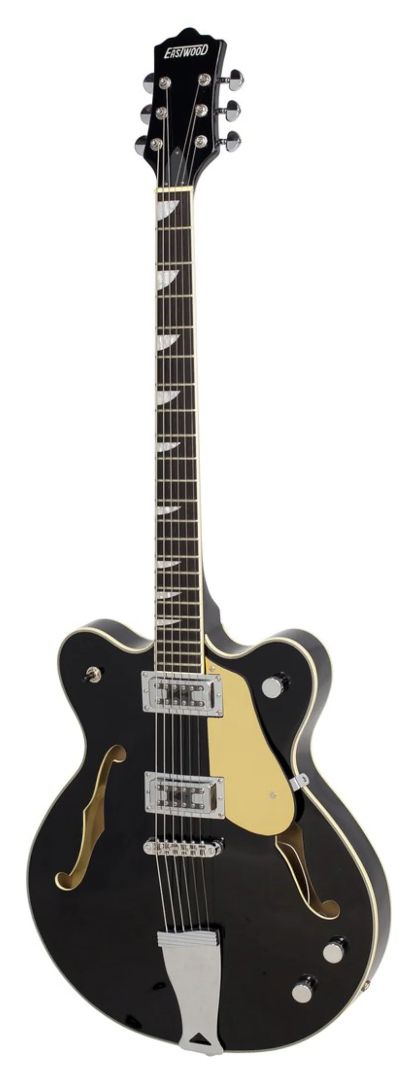 Eastwood Classic 6 Baritone 6 String Semi Hollow Guitar Black - Image 2