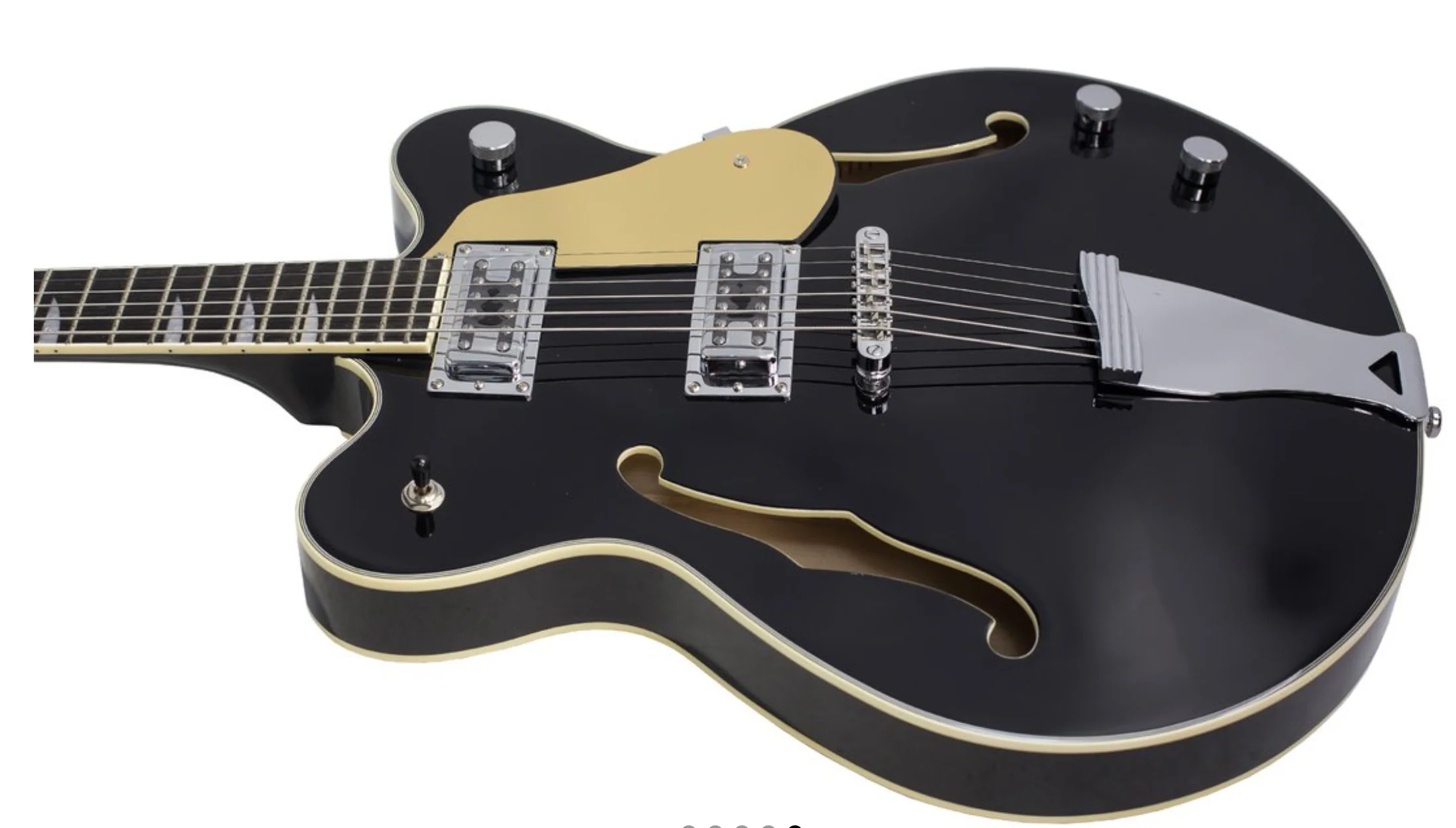 Eastwood Classic 6 Baritone 6 String Semi Hollow Guitar Black - Image 3