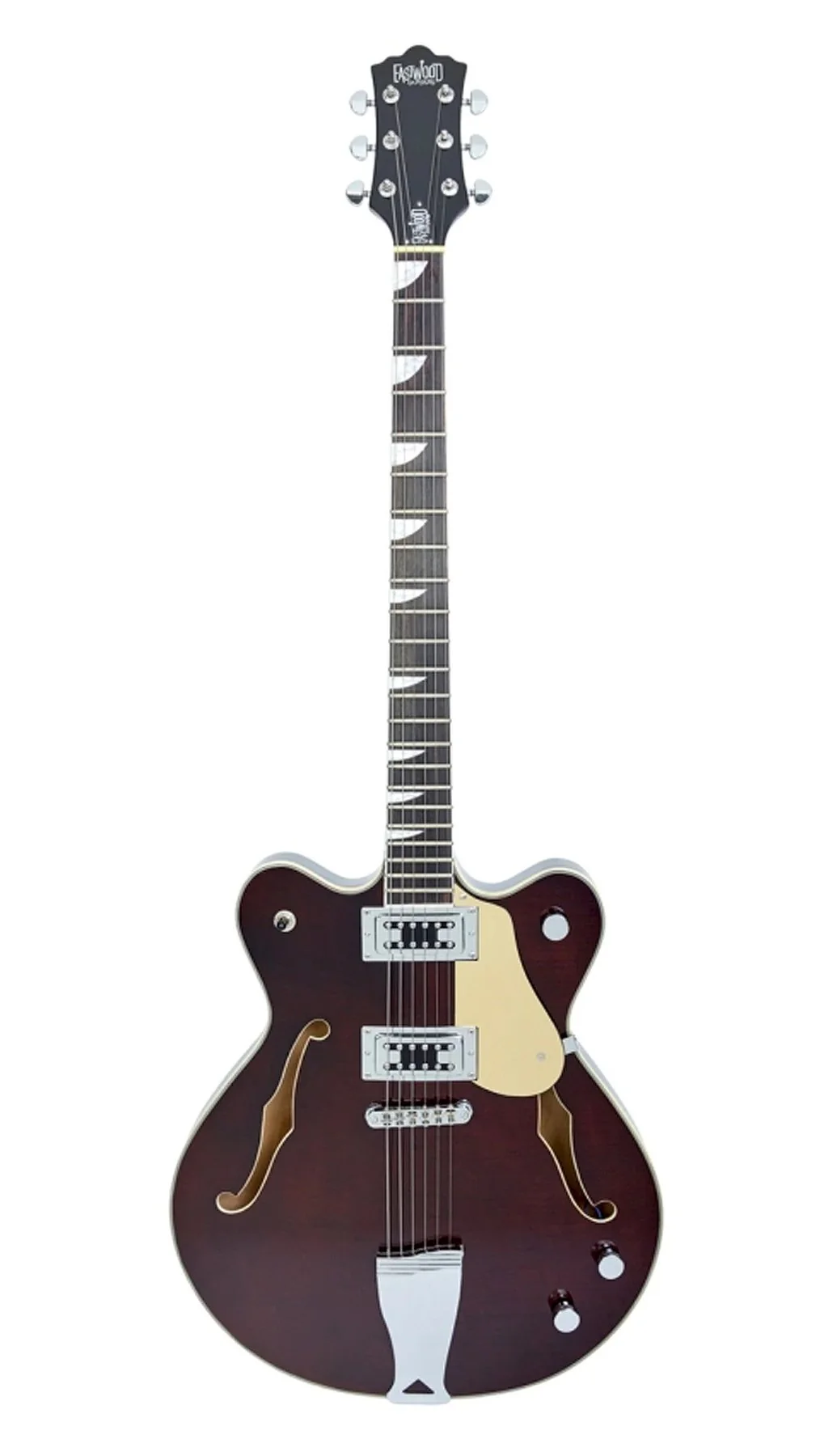 Eastwood Classic 6 Baritone 6 String Semi Hollow Guitar Walnut - Image 2