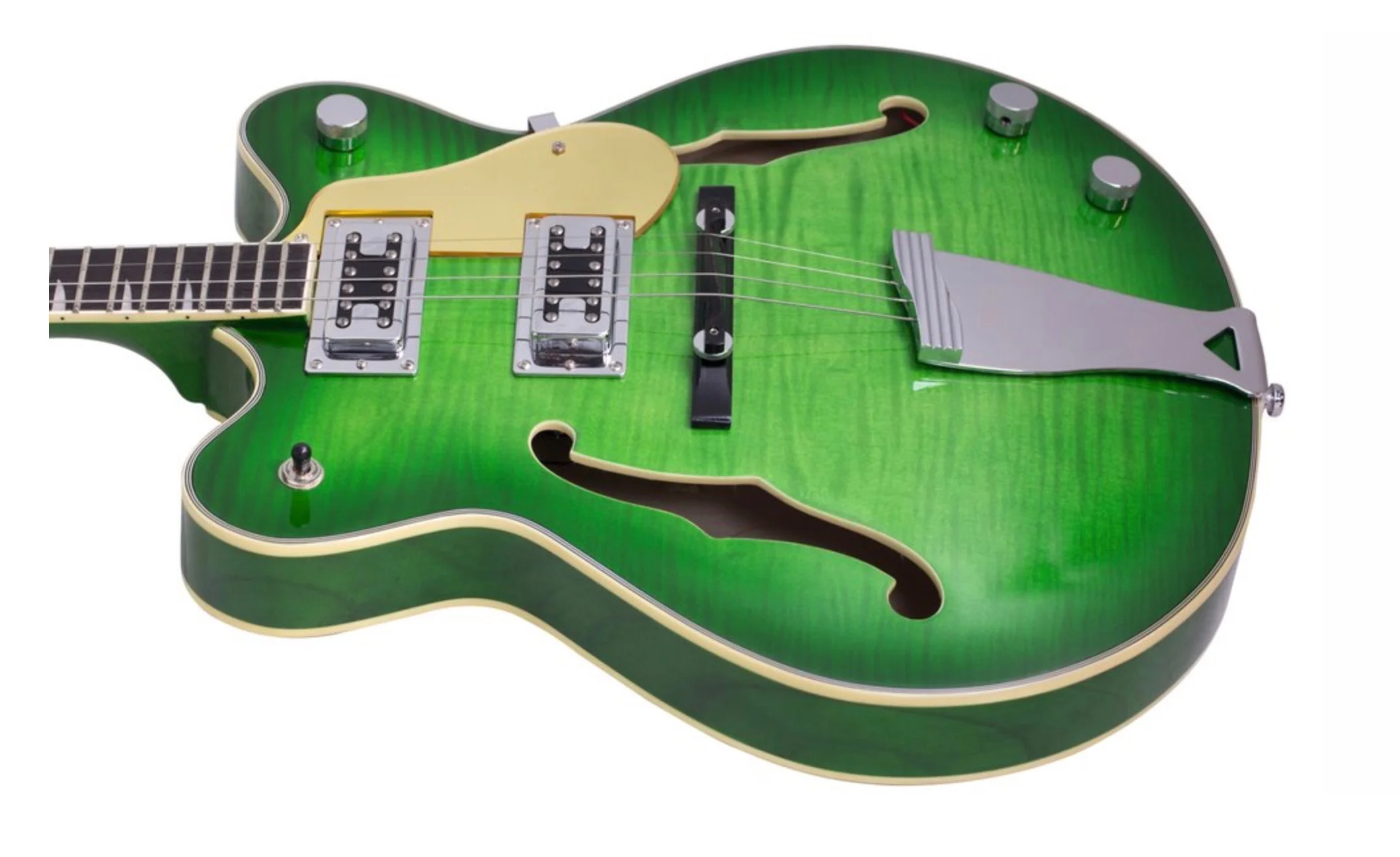 Eastwood Classic Tenor 4 String Semi Hollow Guitar Greenburst - Image 3