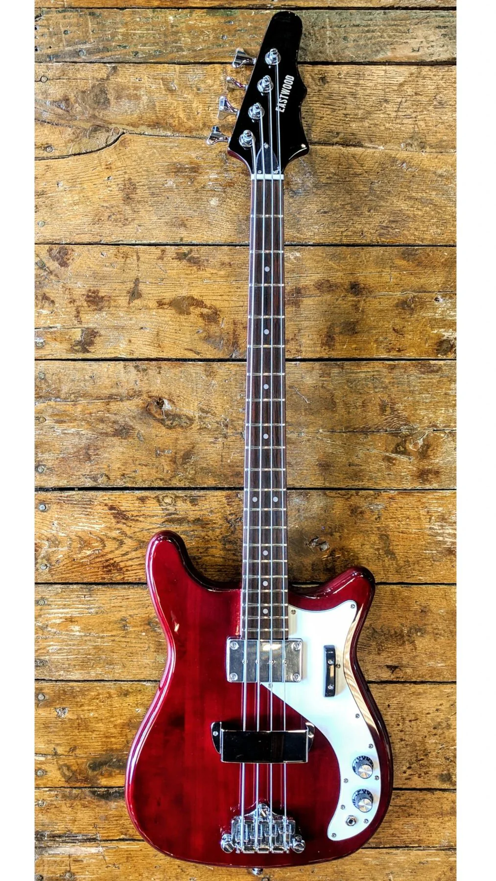 Eastwood Newport Bass Guitar - Cherry Red - Image 4