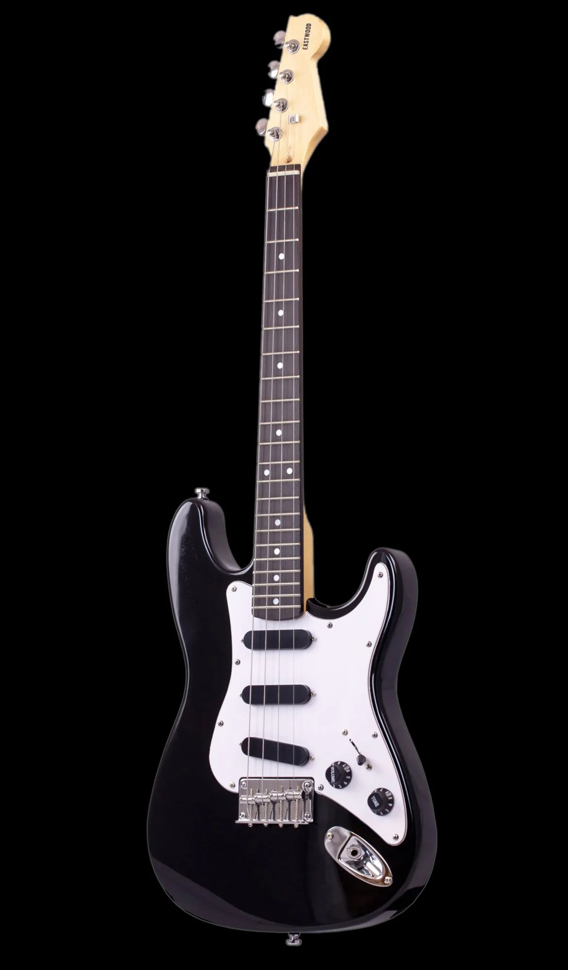 Eastwood S Style 4-String Tenor Guitar - Black With Gig Bag - Image 2