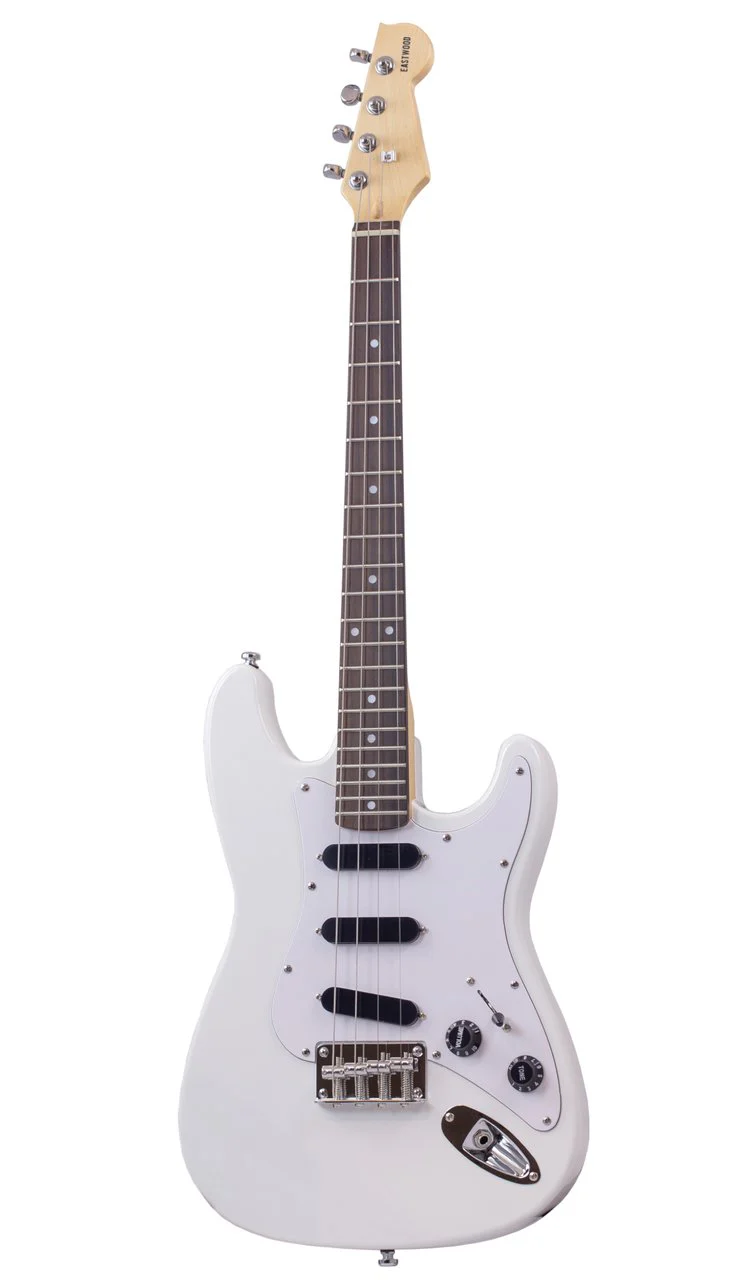 Eastwood S Style 4-String Tenor Guitar - White With Gig Bag - Image 3