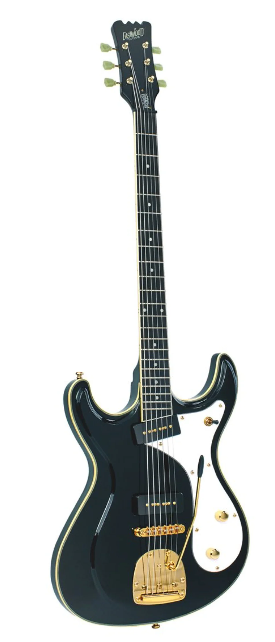 Eastwood Sidejack Baritone Deluxe Black Gold Hardware Tremolo - Image 2