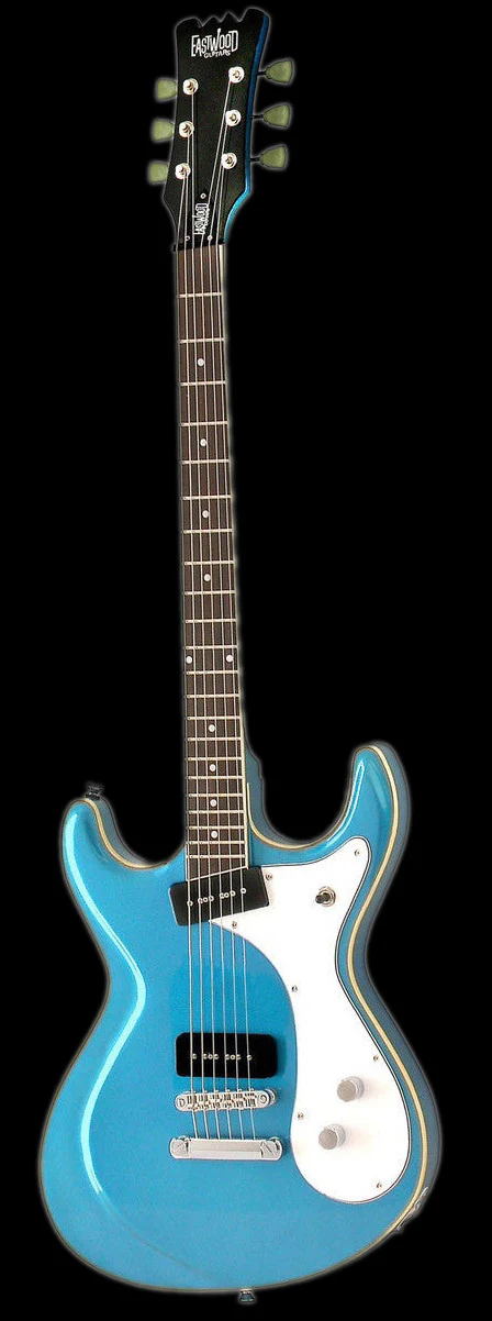 Eastwood Sidejack Baritone Electric Guitar - Metallic Blue - Image 2