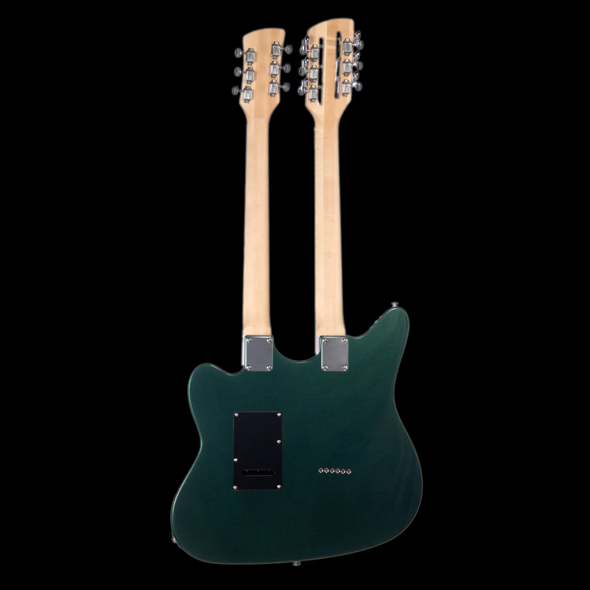 Eastwood Surfcaster 6/12 Double Neck Guitar Metallic Green with Case - Image 4