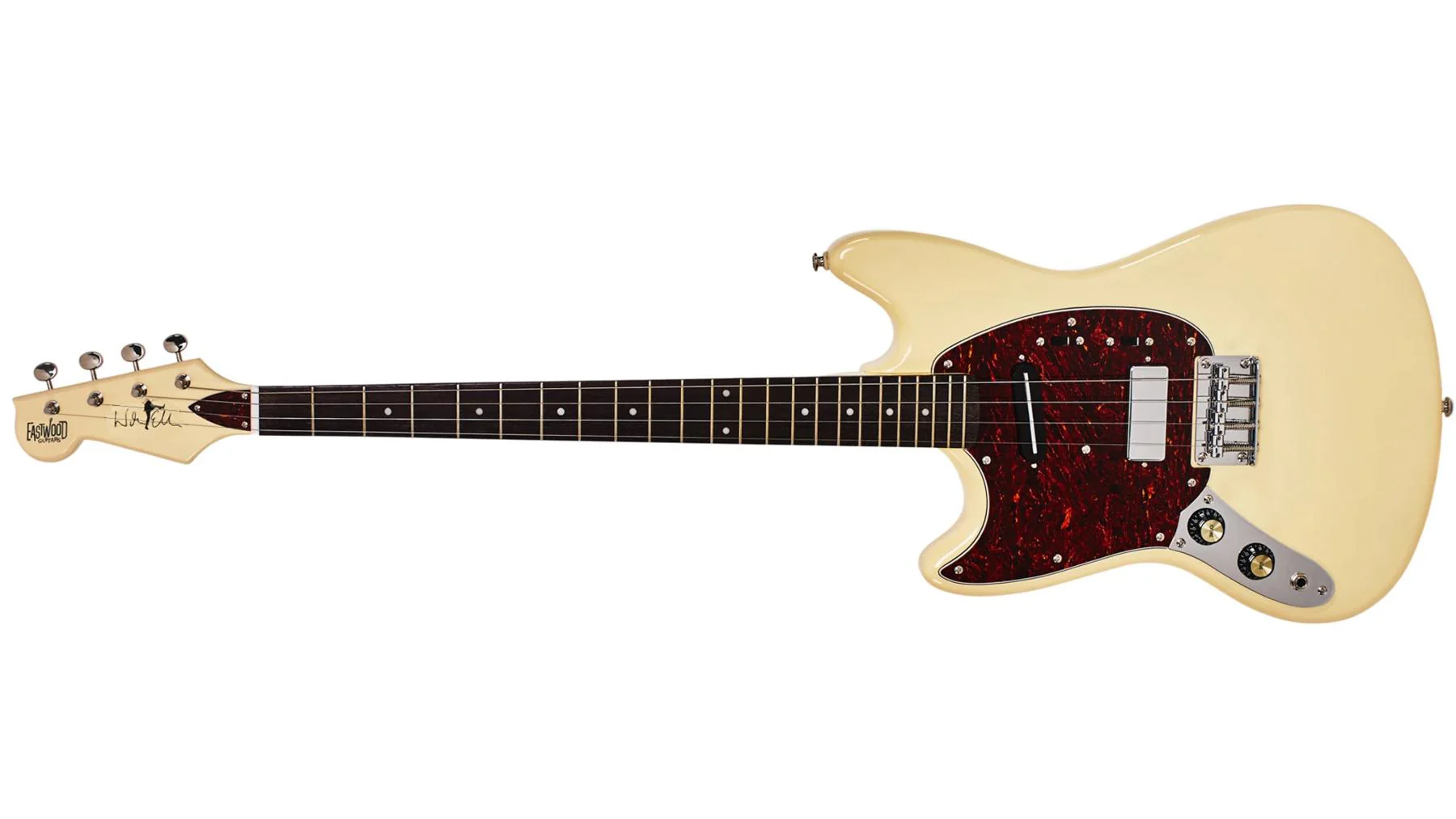 Eastwood Warren Ellis Tenor Baritone Left-Handed 2P Electric Guitar - Vintage Cream - Image 3
