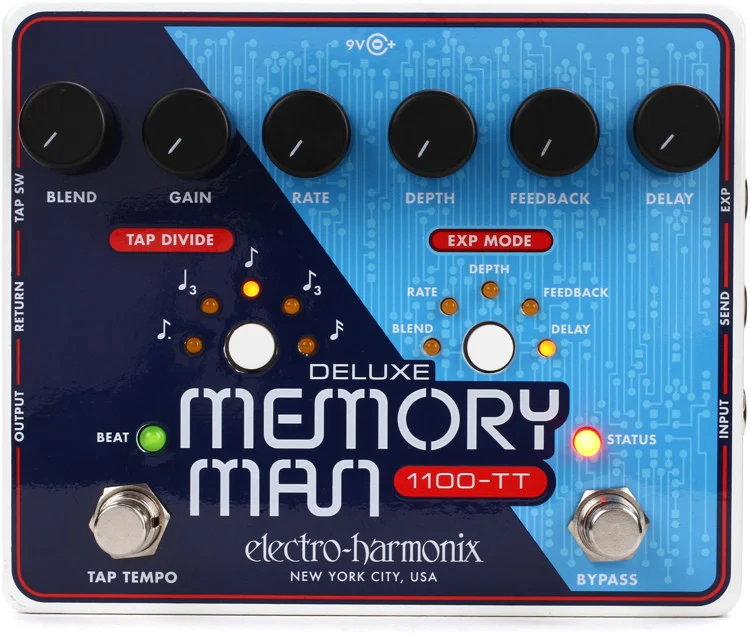 Electro-Harmonix Deluxe Memory Man 1100-TT Delay Pedal with Tap Temp