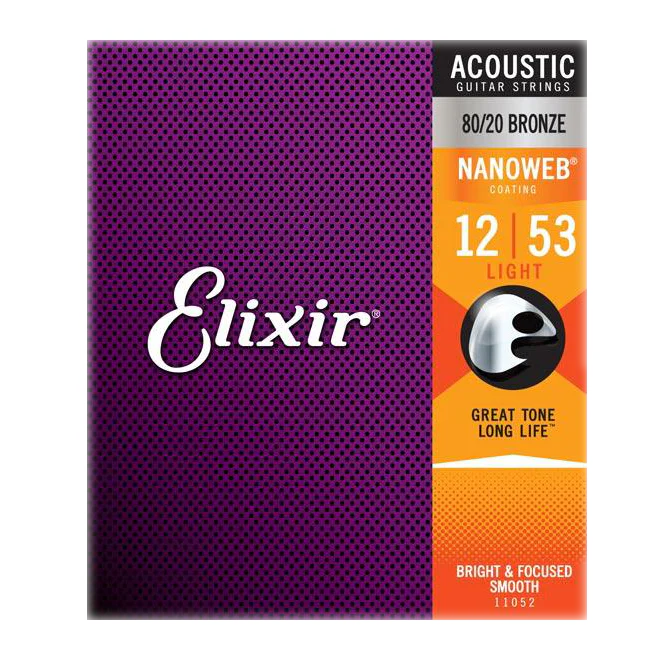 Elixir 11002 Nanoweb 80/20 Bronze Extra Light 10-47 Acoustic Guitar Strings