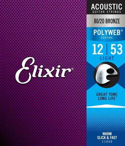 Elixir E11050 Polyweb 12-53 80/20 Bronze Acoustic Guitar Strings
