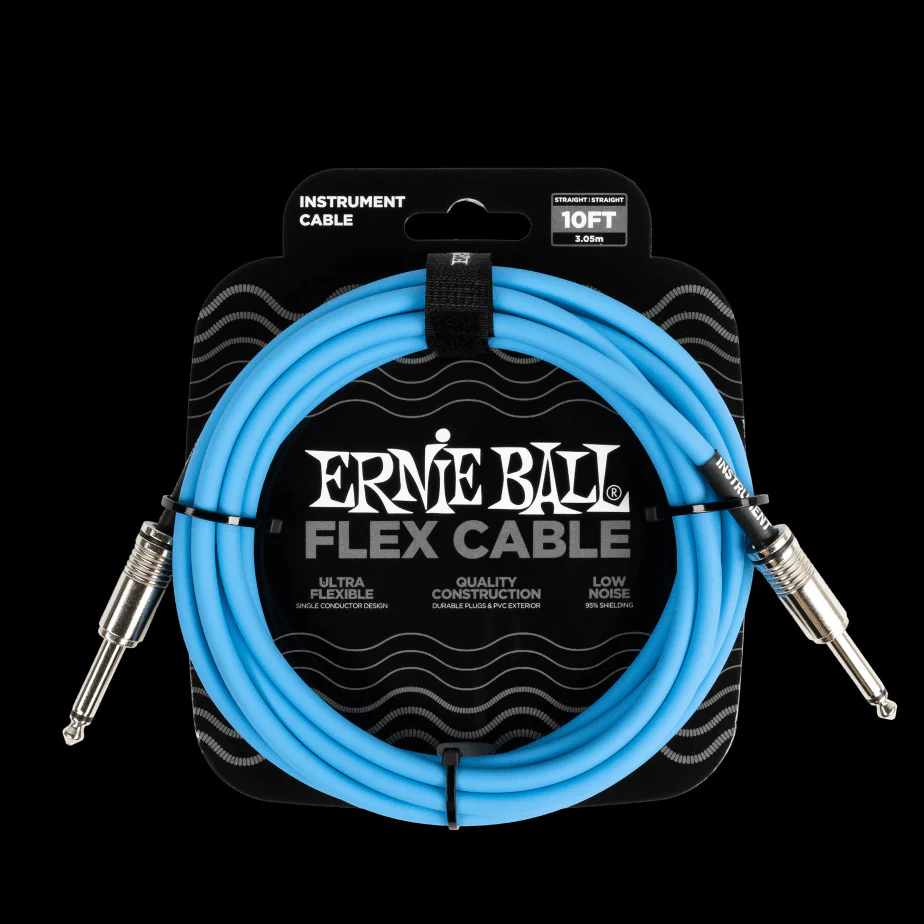 Ernie Ball Flex Instrument Cable Straight/Straight 10ft - Blue - P06412