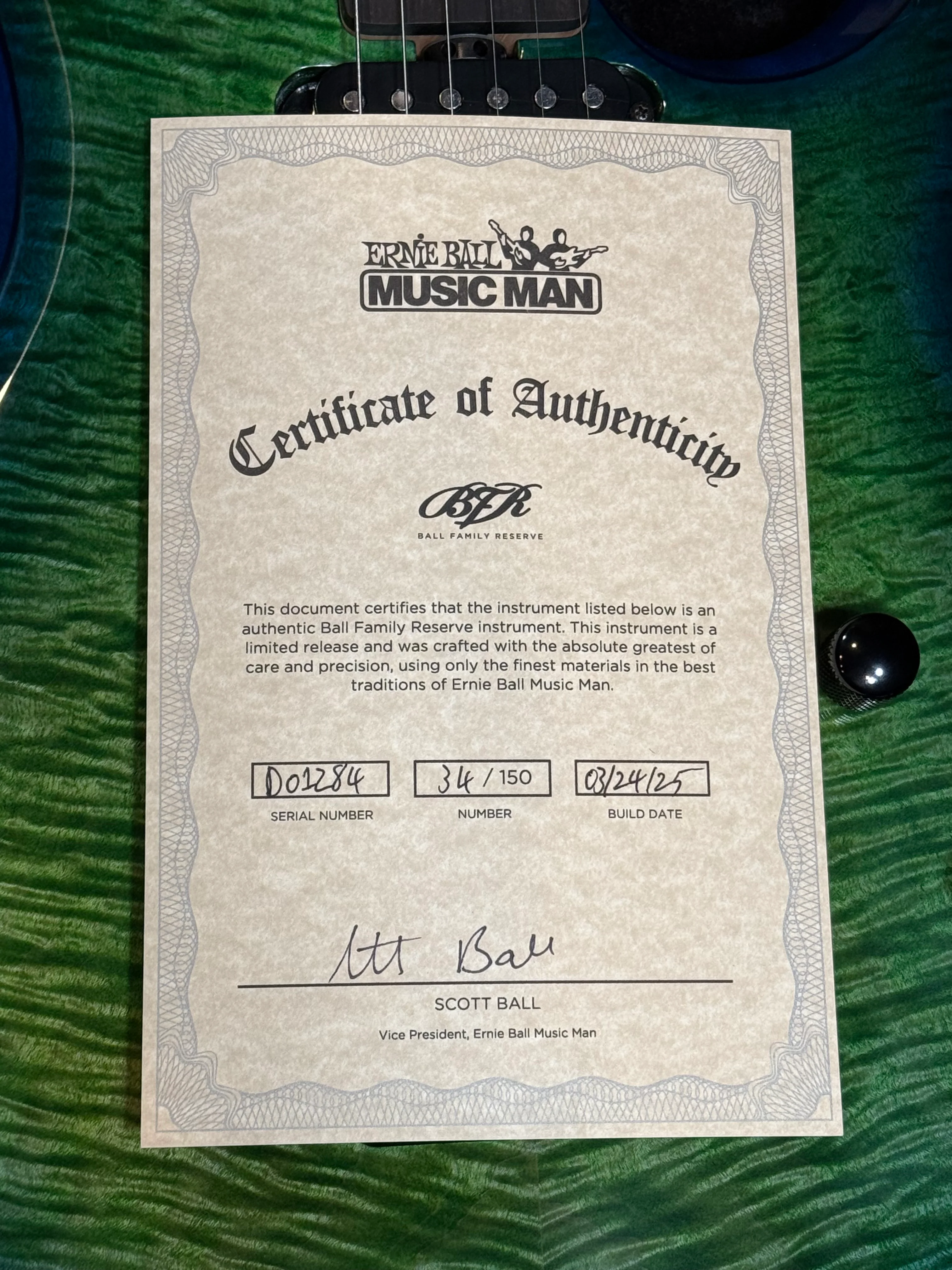 Ernie Ball Music Man Ball Family Reserve BFR Luke 4 HSS Floyd Rose Green Tide With Case - Image 14