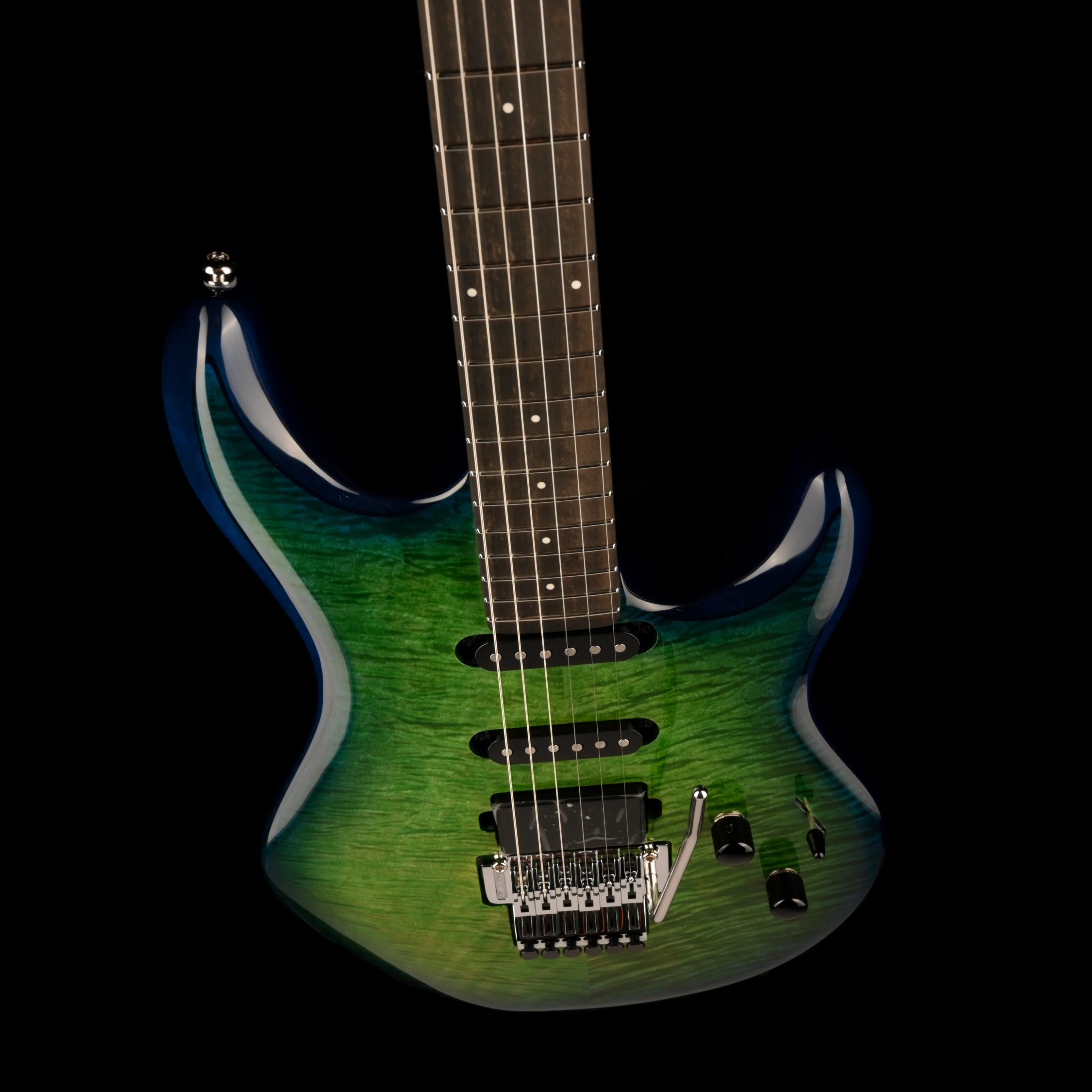 Ernie Ball Music Man Ball Family Reserve BFR Luke 4 HSS Floyd Rose Green Tide With Case - Image 3